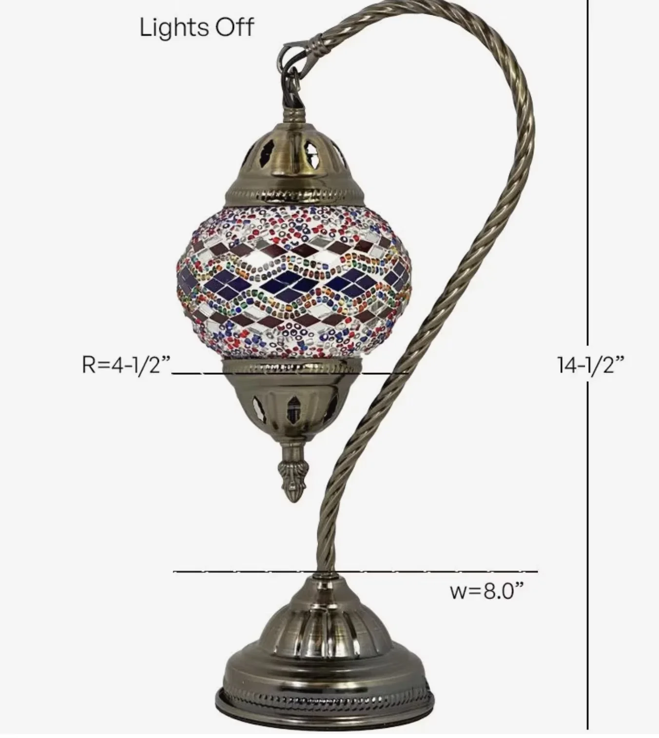 Lamp Modern with LED, Bedside Lamps, Turkish Moroccan Style - Gold Brass Model 19CA84