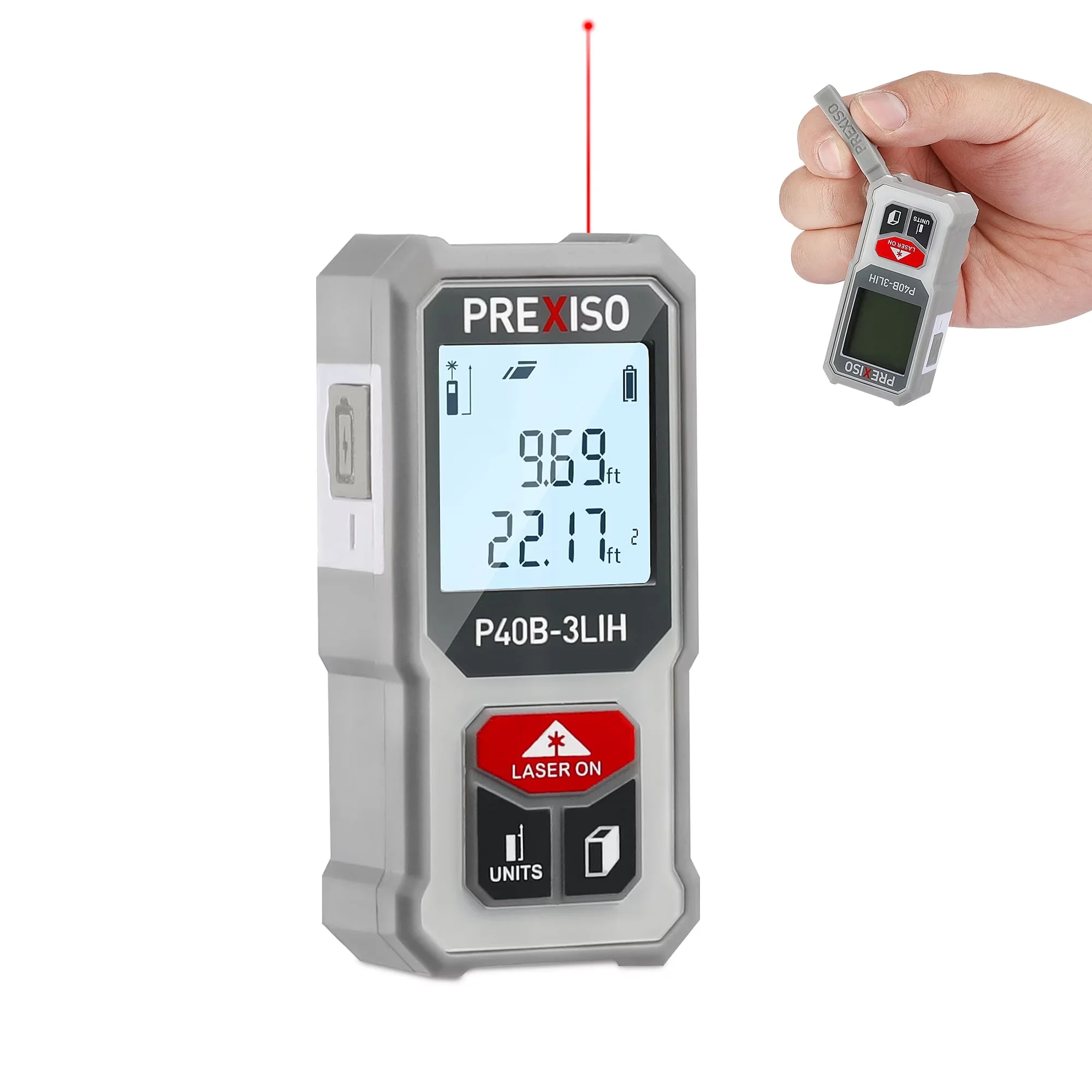 Measuring Layout Efficient with Battery, Adjustable, Mini Laser Distance Meter - Gray Abs Model D42694