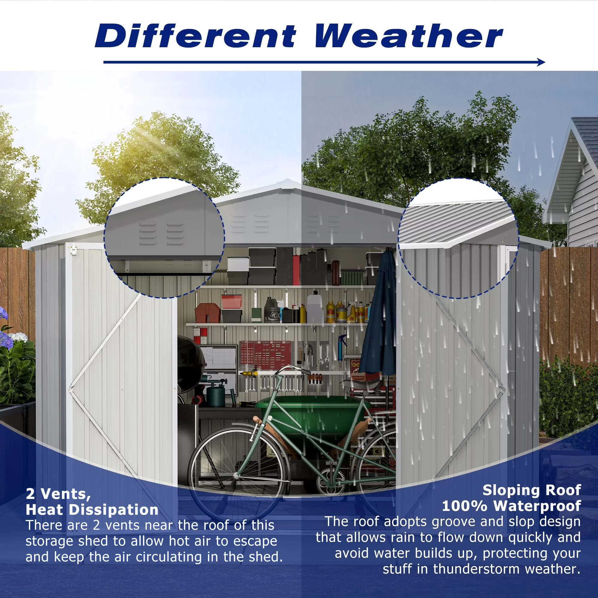 Classic Shed with Rust Resistant, Rot Resistant, 8' x 12' Outdoor Storage - Gray Metal Model AB6201