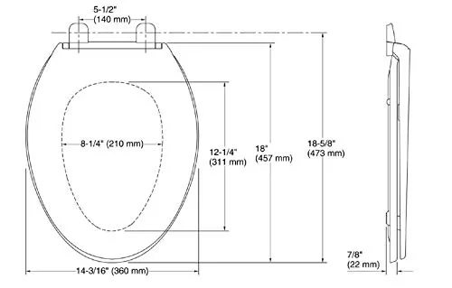 Reliable Toilet Seats And Lid with Quick Release, White - Plastic Brevia Model 1020AF