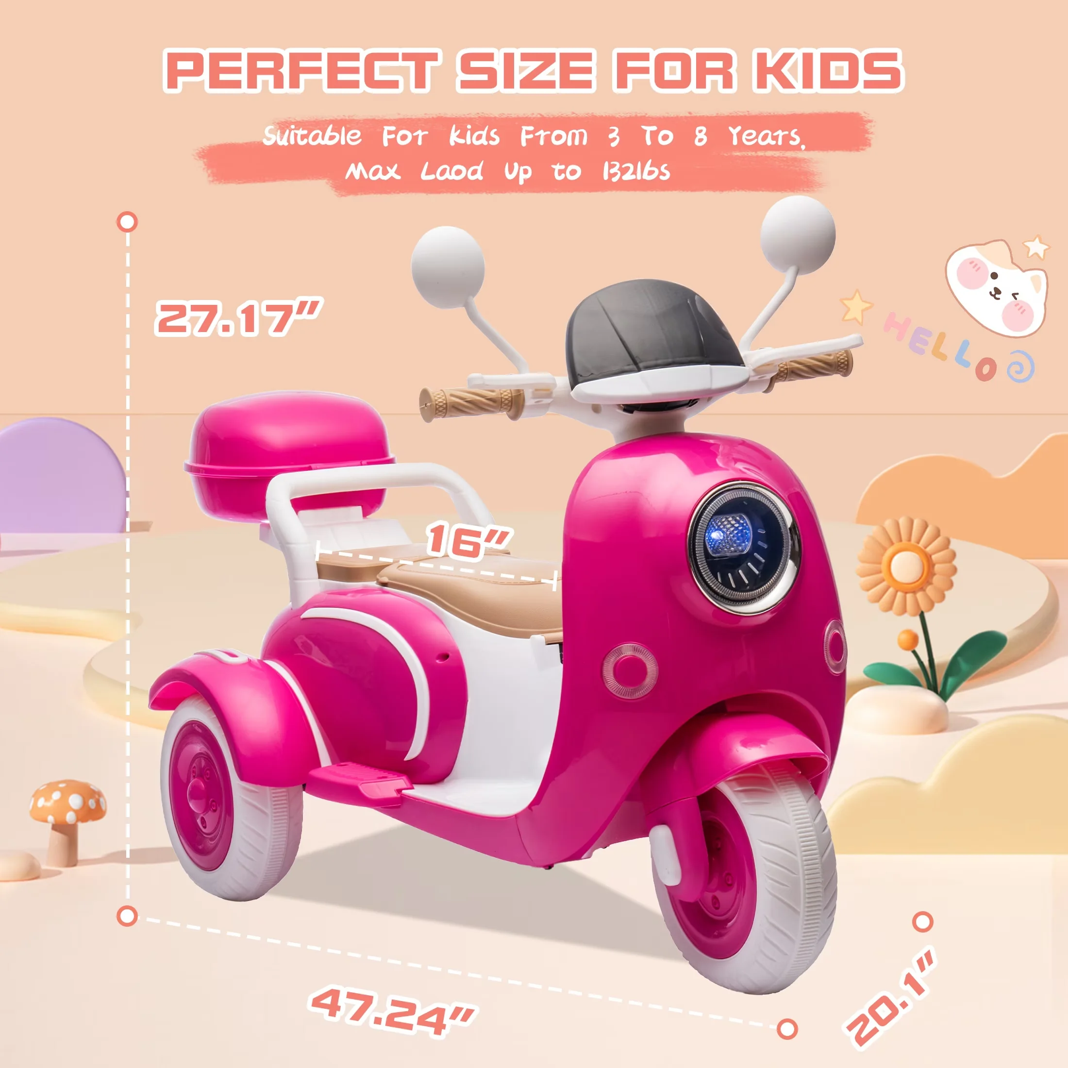Quality Scooter with Battery, 12V, 12V Electric Kids Motorcycle - Red - Heavy Duty Model E72A49