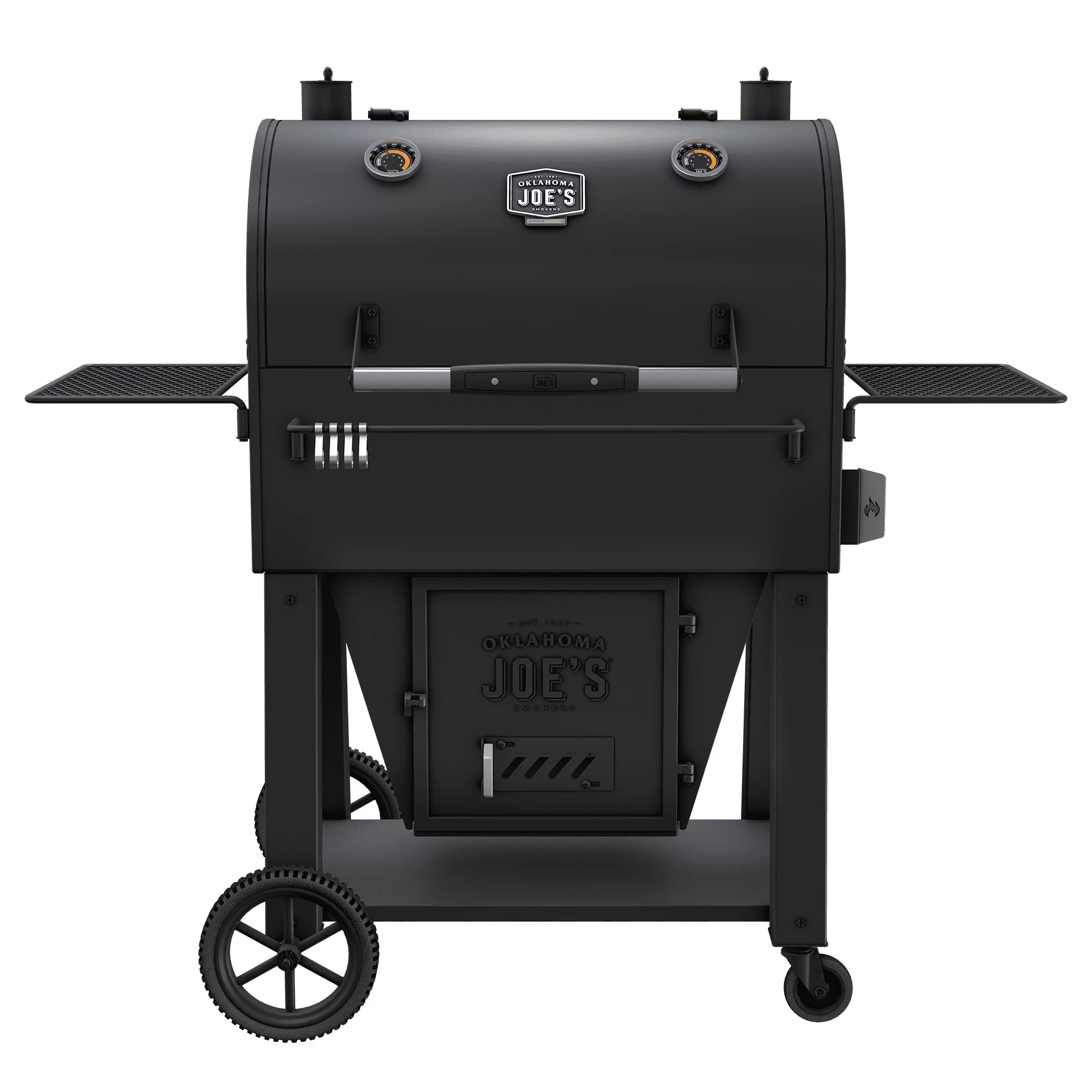 Quality Smoker with Heat Thermometer, Warming Rack - Black Heavy Duty Steel Model 29C098