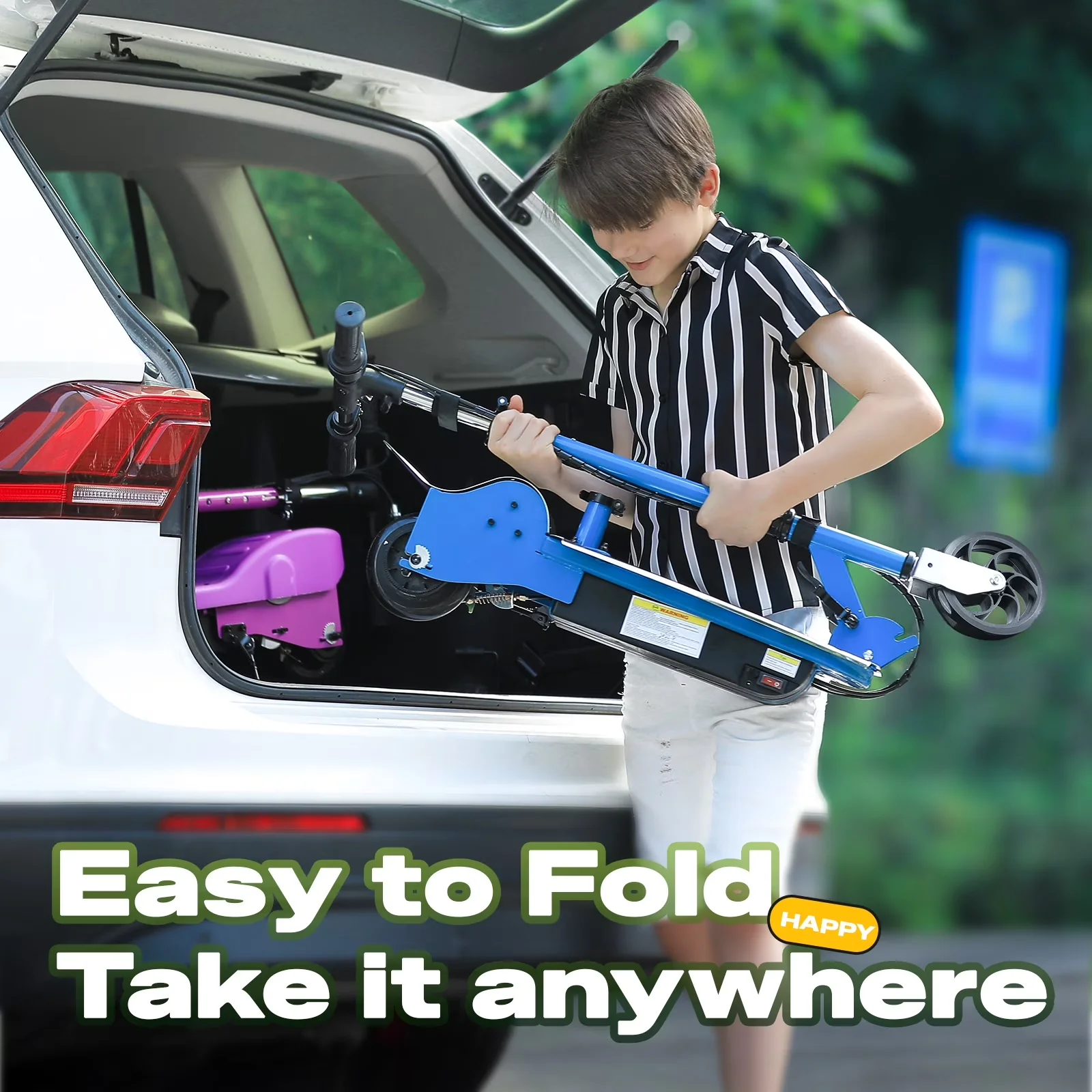 Scooter Essential with Foldable, Portable, Upgraded Electric - Dark Blue Steel Model E1B510