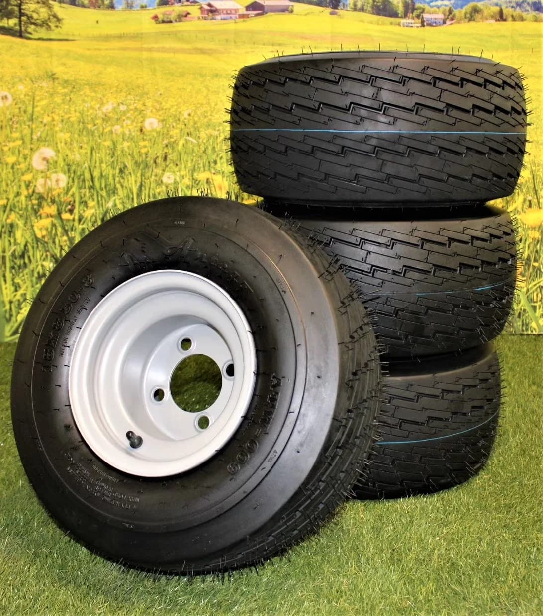 Versatile Golf Cart Tire with and Wheel 18x8.50-8, 8x7 Gray Assembly for Multiple Applications - Model E1AAC3