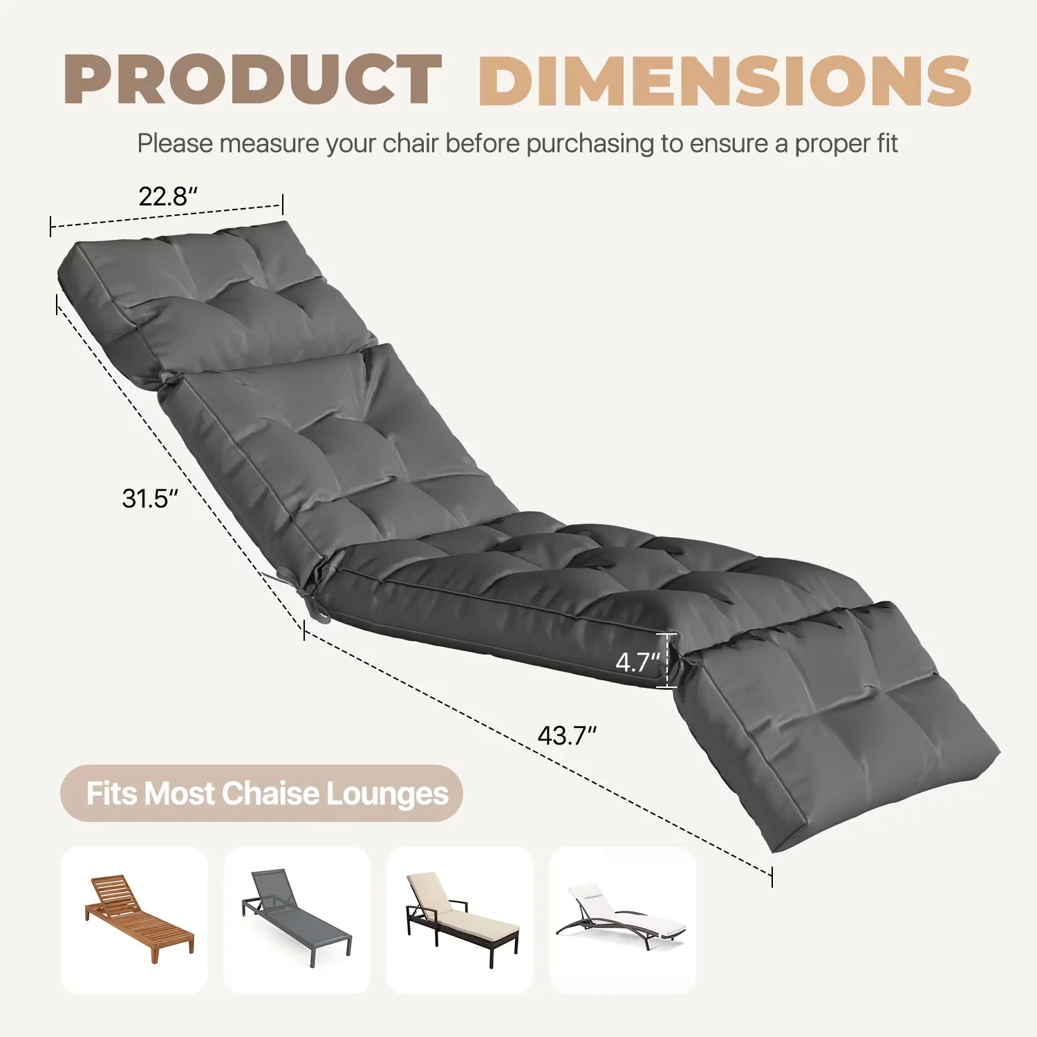 Classic Patio Chair with Water-Resistant, Secure Ties & Plush PP Cotton - Polyester; Pp Cotton Gray for Patio Model 552754