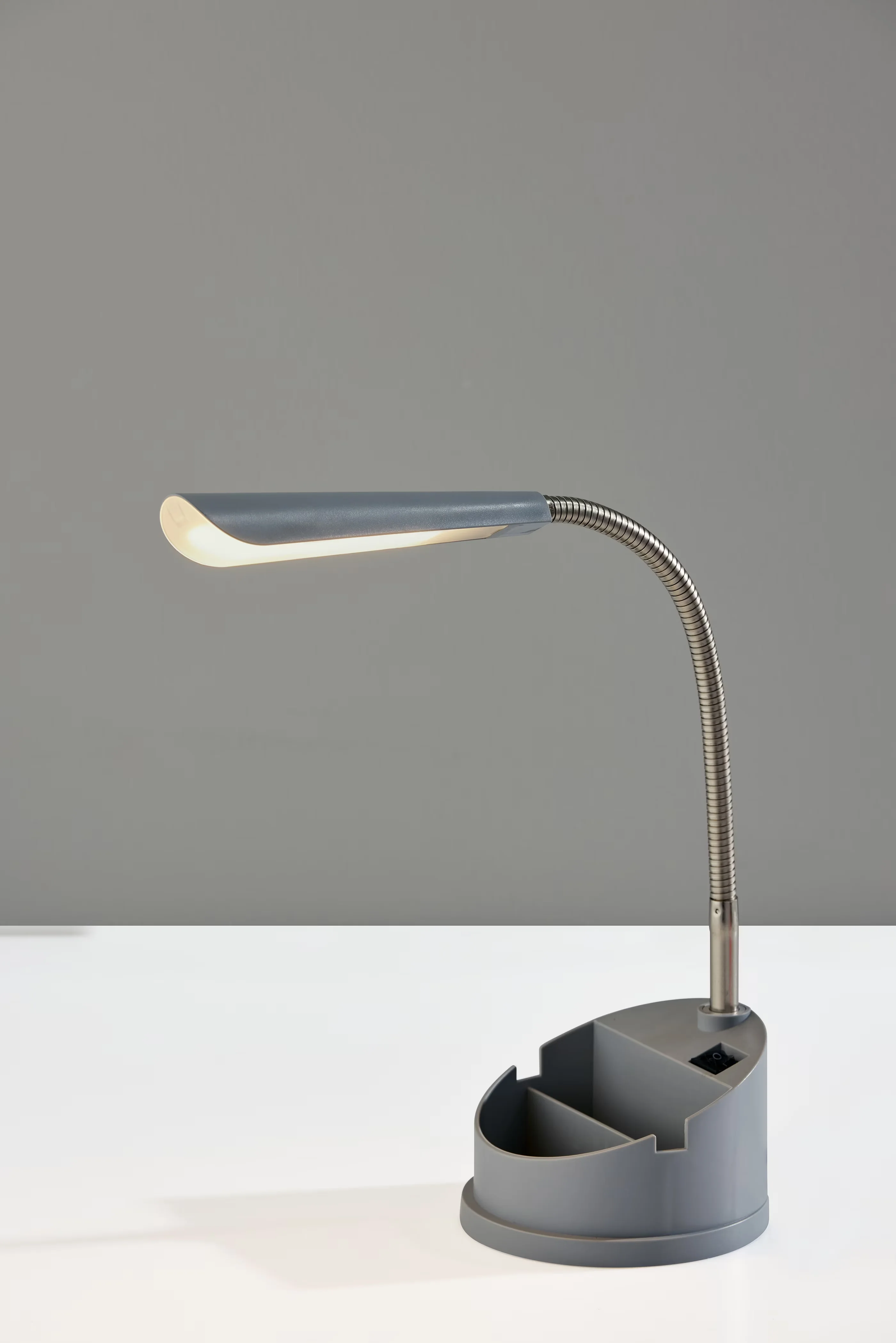 Sleek Desk Lamp with LED, Usb Port, Modern Gray LED Organizer - Gray Plastic Model 6A1BFF