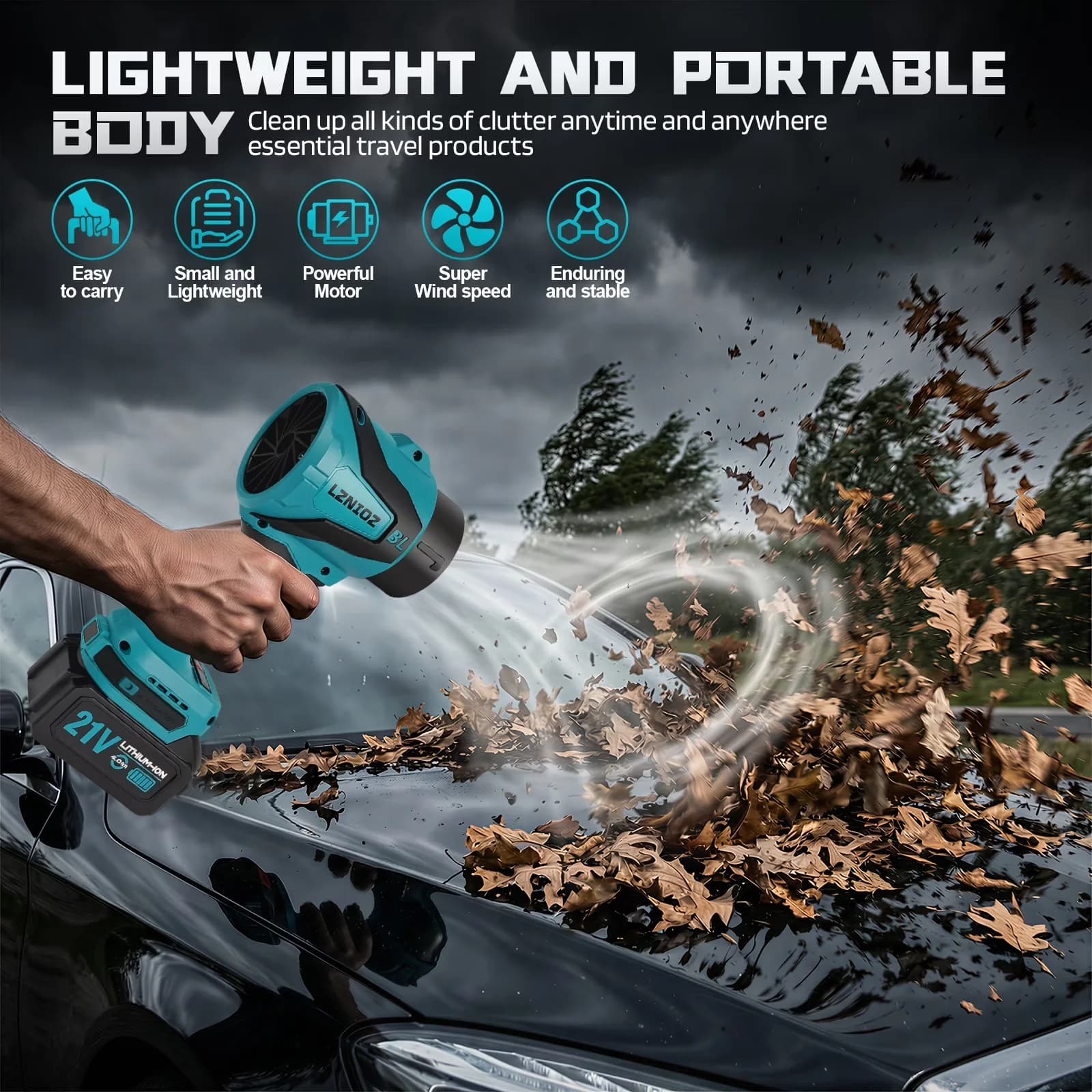 Essential Leaf Blower with 21V, 2 x 4.0Ah Batteries and Charger - Commercial Quality Model 8CB328