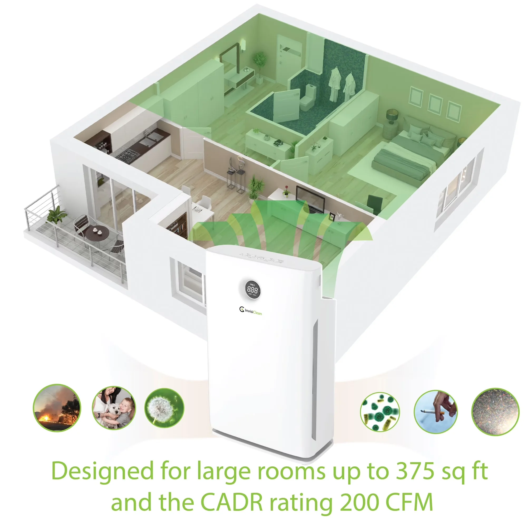 Efficient Air Purifier with Automatic Shut-Off - White Large - Reliable Performance Model B058E2