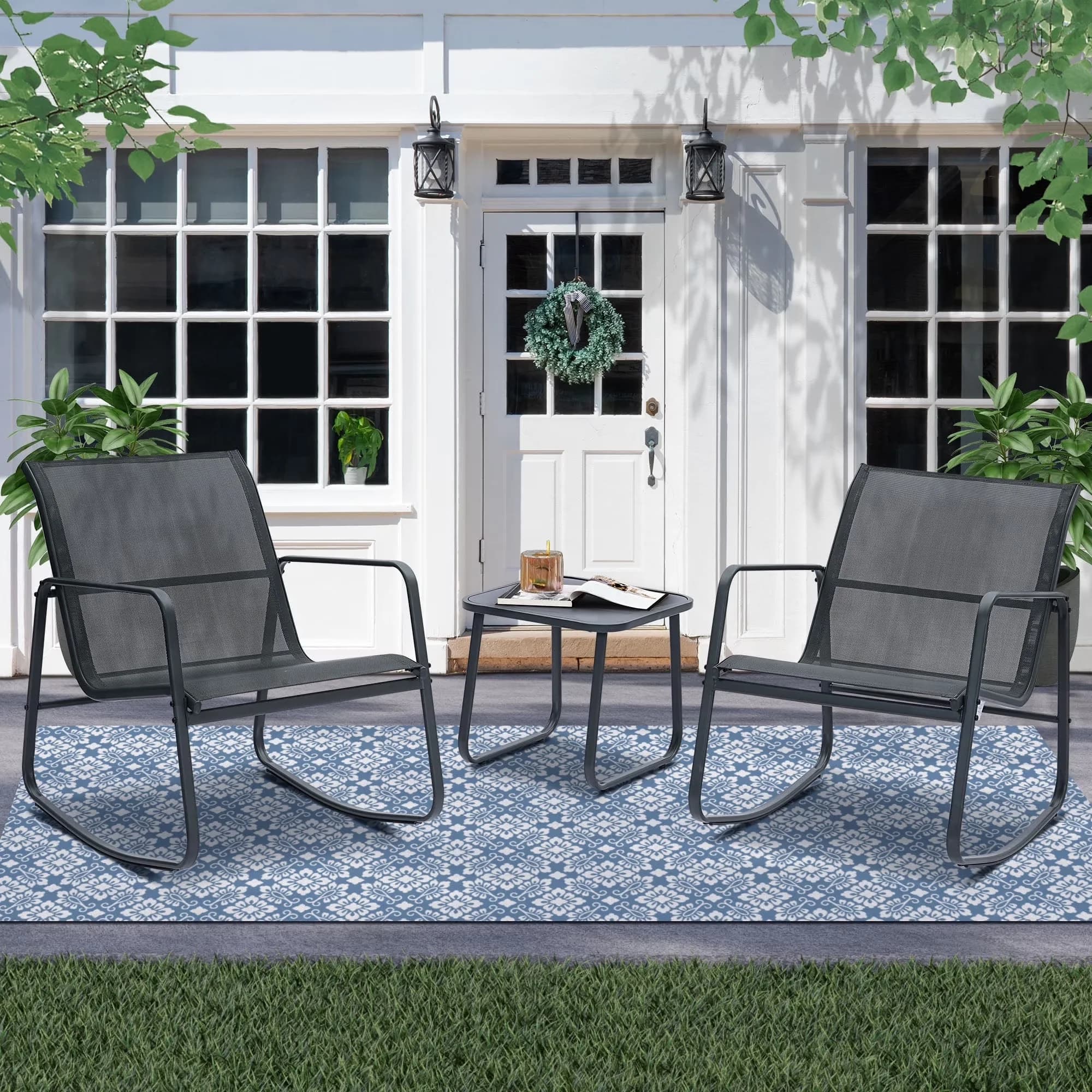 Essential Patio Dining Set with Rust Resistant, Reversible Cushions, Mold Resistant - Gray Model 83F3C4
