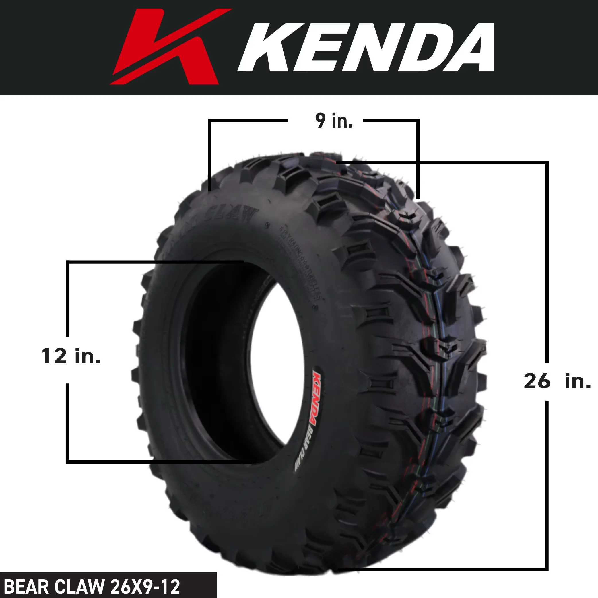 Atv Tire Modern with Smooth, Bearclaw K299, 26x9-12 Front - Durable Build Model DBBF89