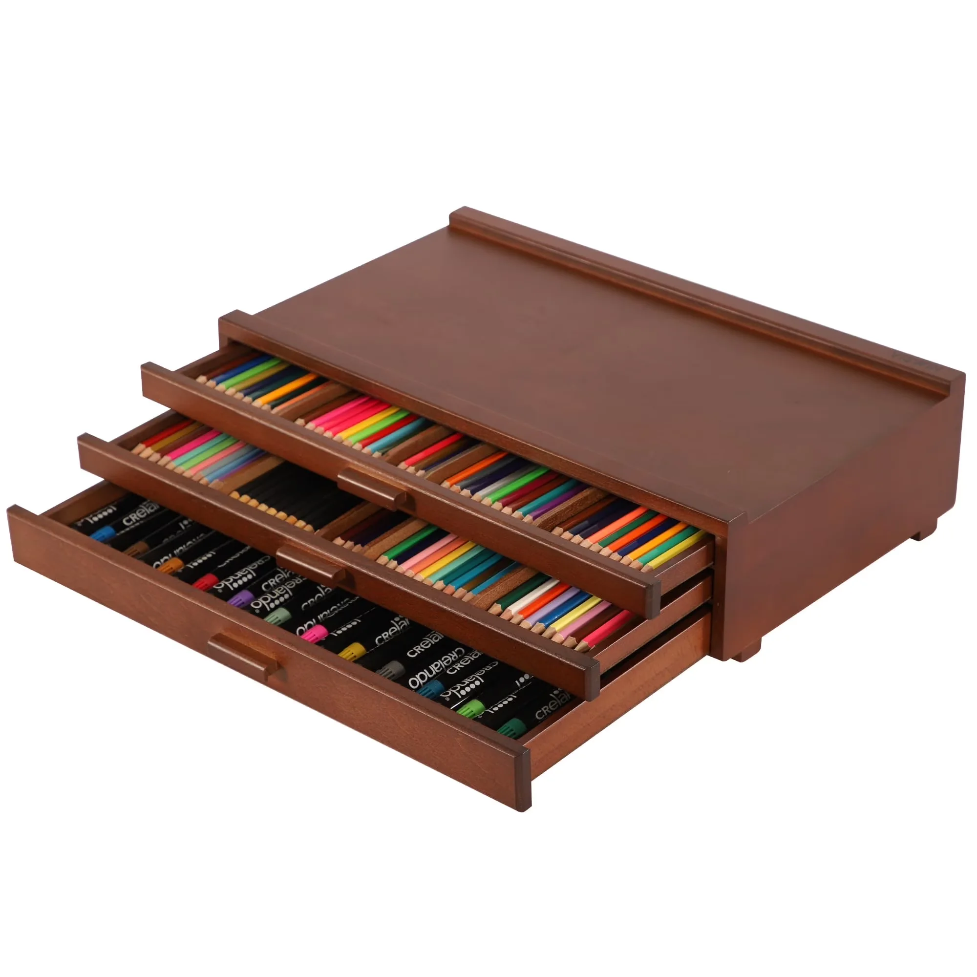 Garage Storage Supply Reliable with Portable, 3-Drawer Wood Artist Box - Wood Brown Model 80938E