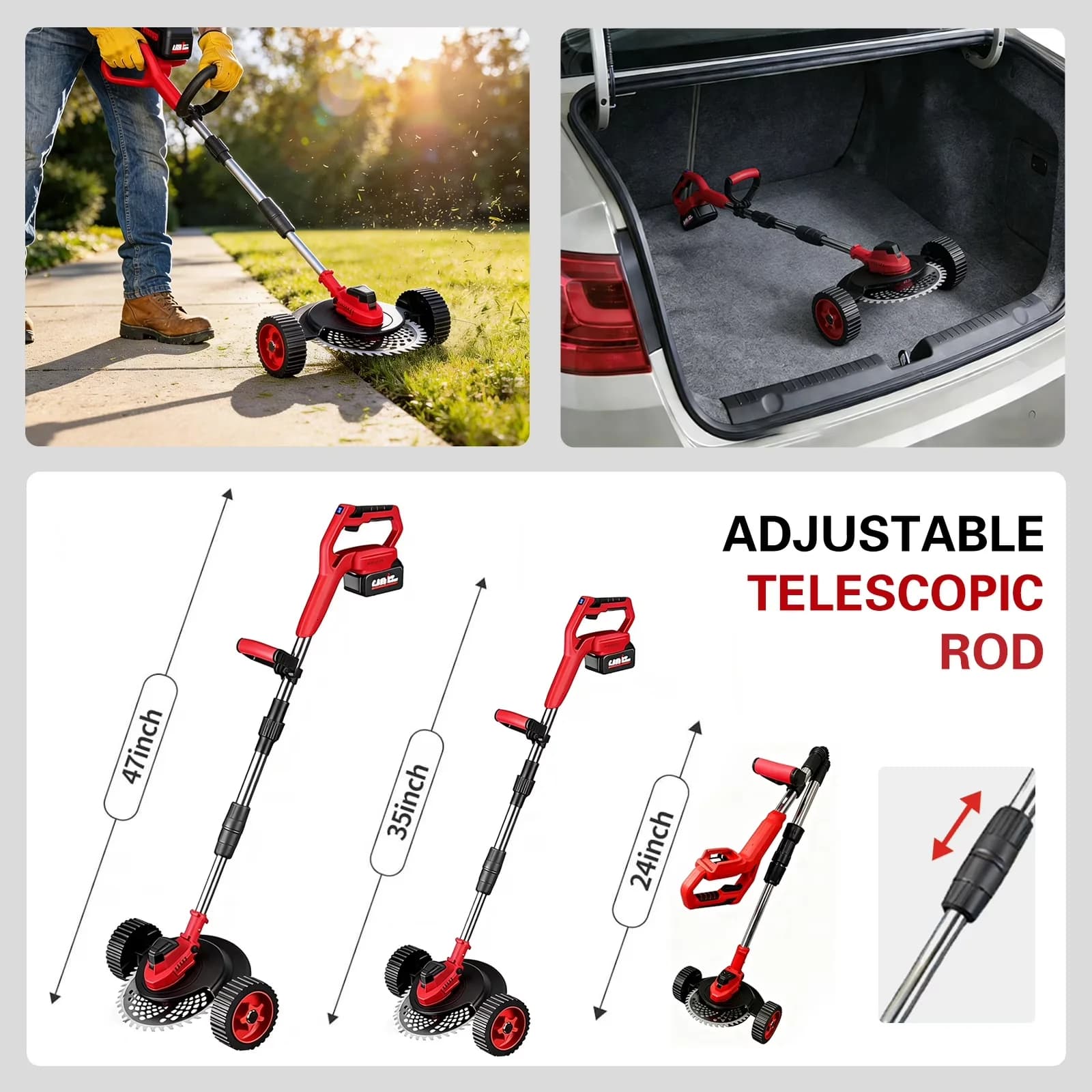 String Trimmer Versatile with Battery, 21V, 9 inch 21V Cordless Electric Weed Eater - Red Model 9A0F9E