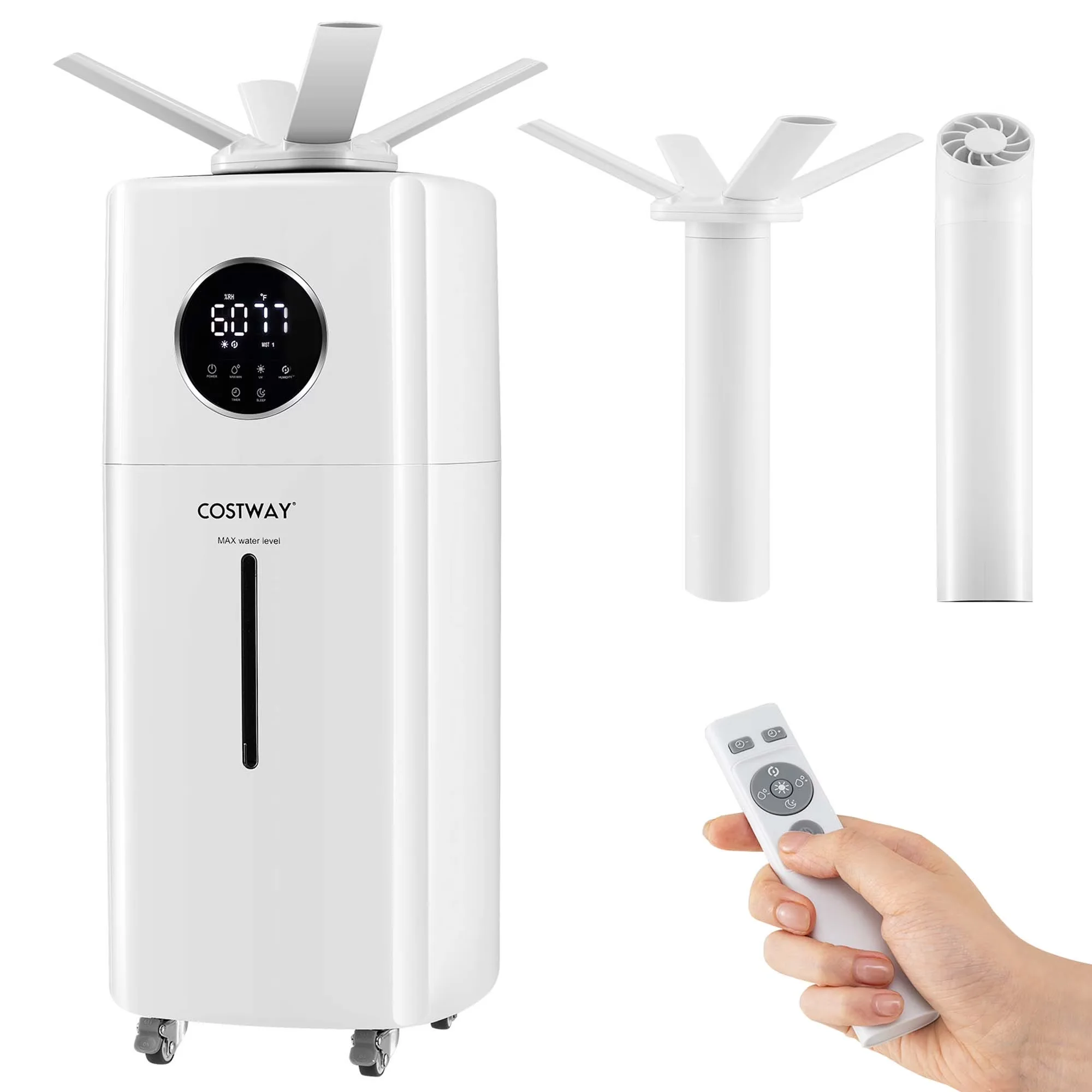 Professional Humidifier with Automatic Shut-Off, Remote Controlled, Wheels - White Model 0A5F22