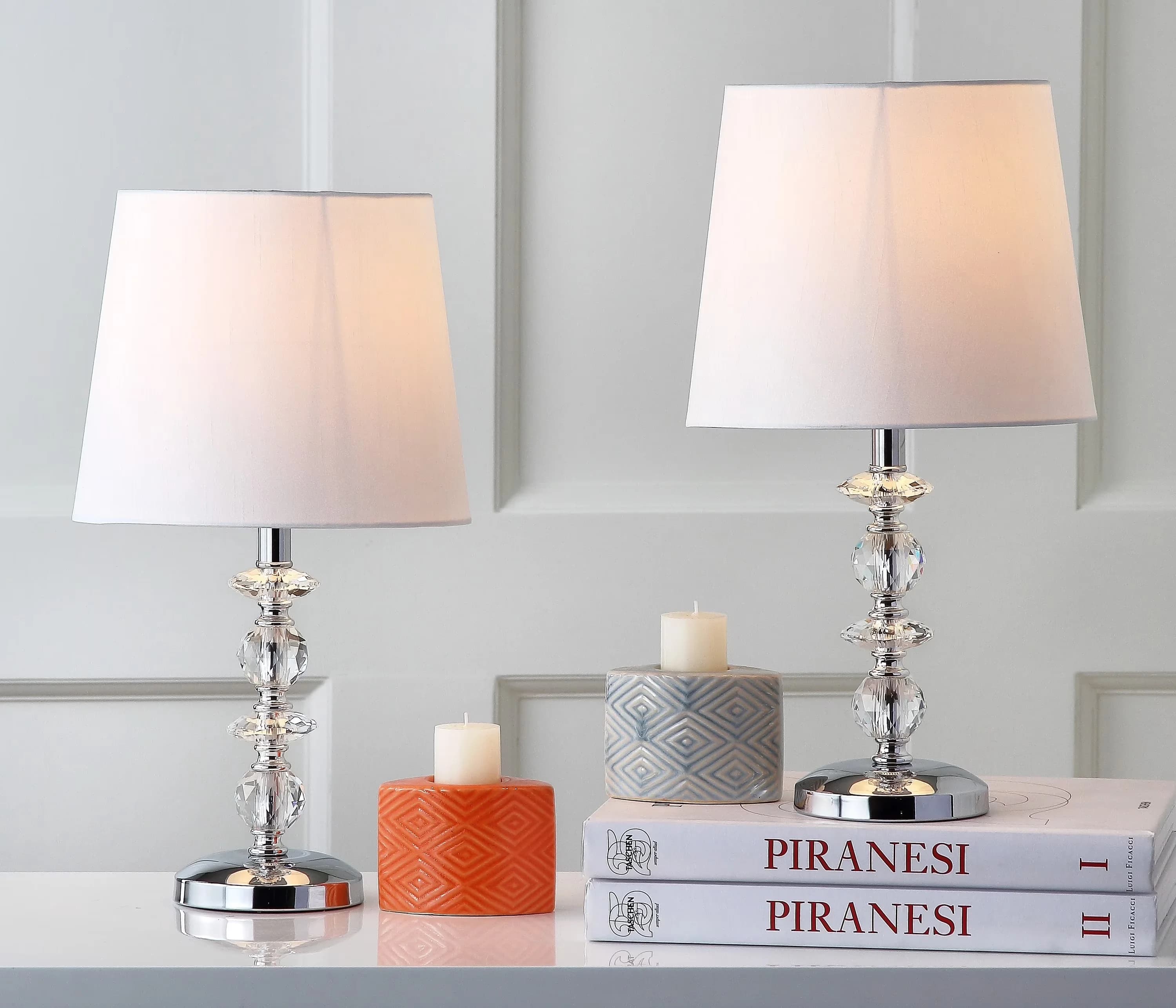 Compact Lamp Set with Standard Lamps, Transitional, Metal Finish: Chrome - Clear Crystal Model 7E1373