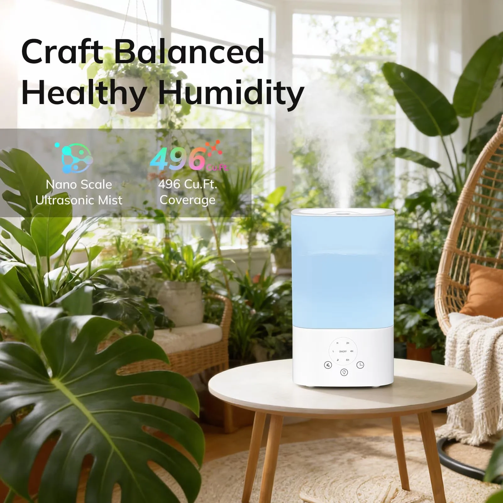 Professional Humidifier with LED, Timer, Oil Diffuser - White 40H - Premium Collection Model EC87DF