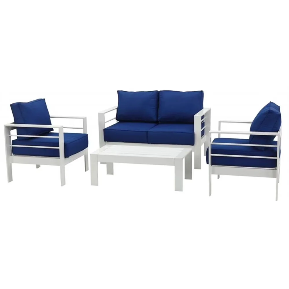 Patio Conversation Set Compact with Weatherproof - Blue Metal - Commercial Quality Model 95729A
