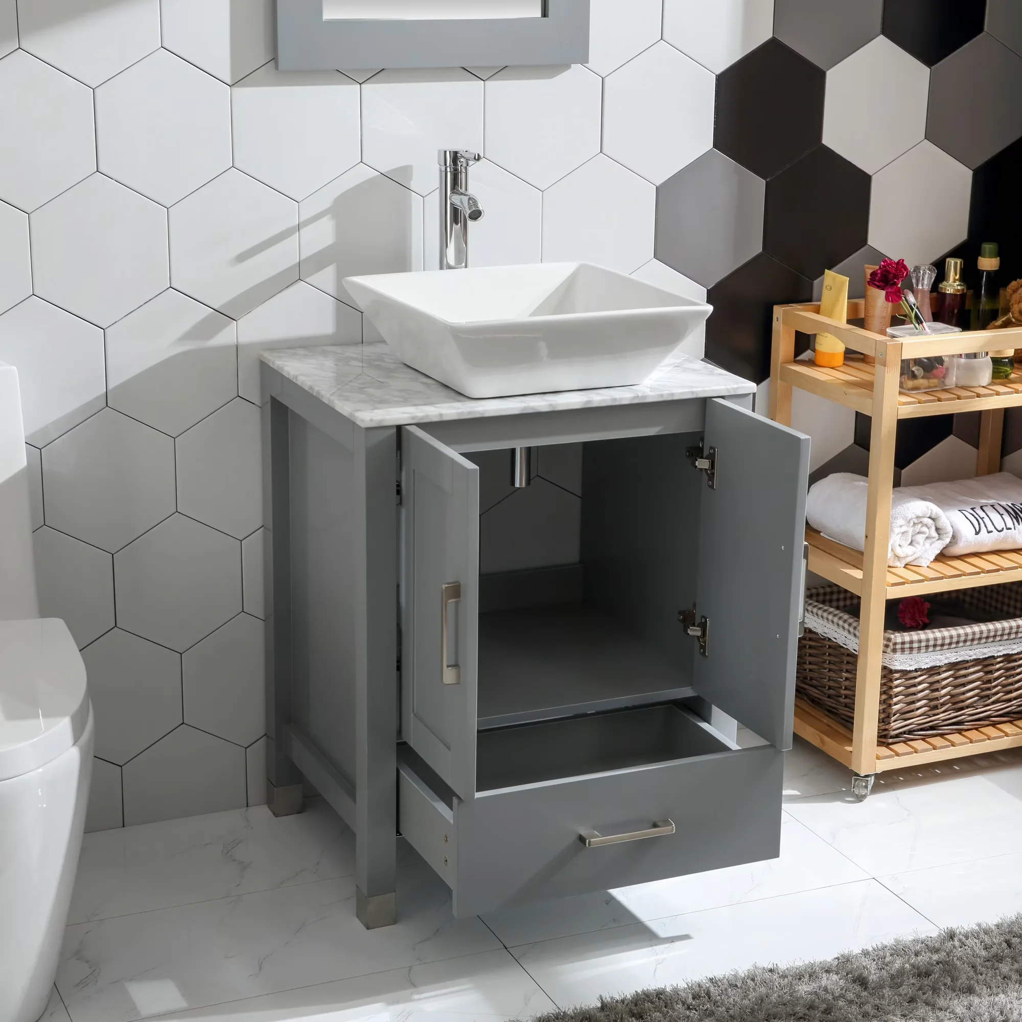Bathroom Renovation Quality with Faucet, Gray - Vanity - Satisfaction Guaranteed Model 04638F