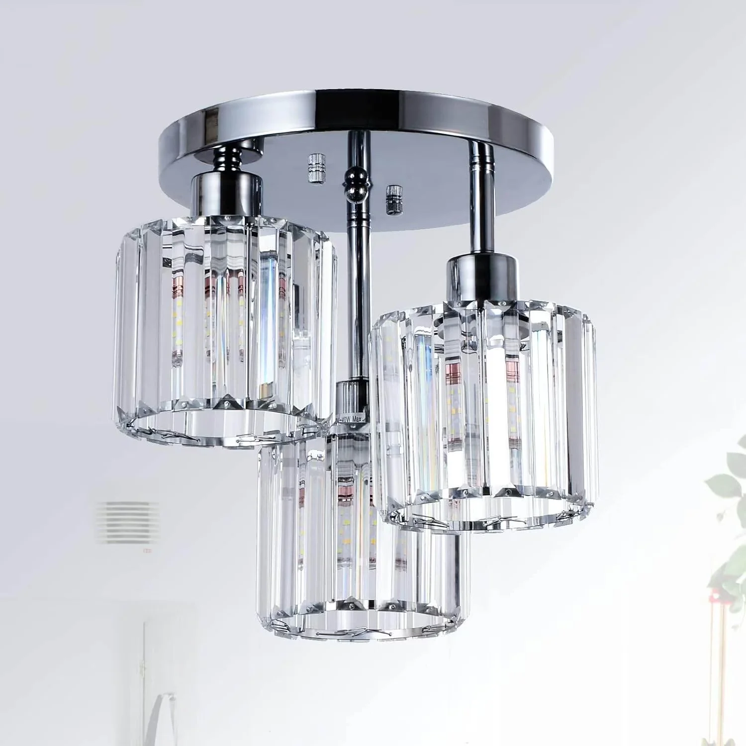 Versatile Table Lamp with LED, Modern, Dimmable - Crystal Silver for Kitchen, Bedroom Model B7C825