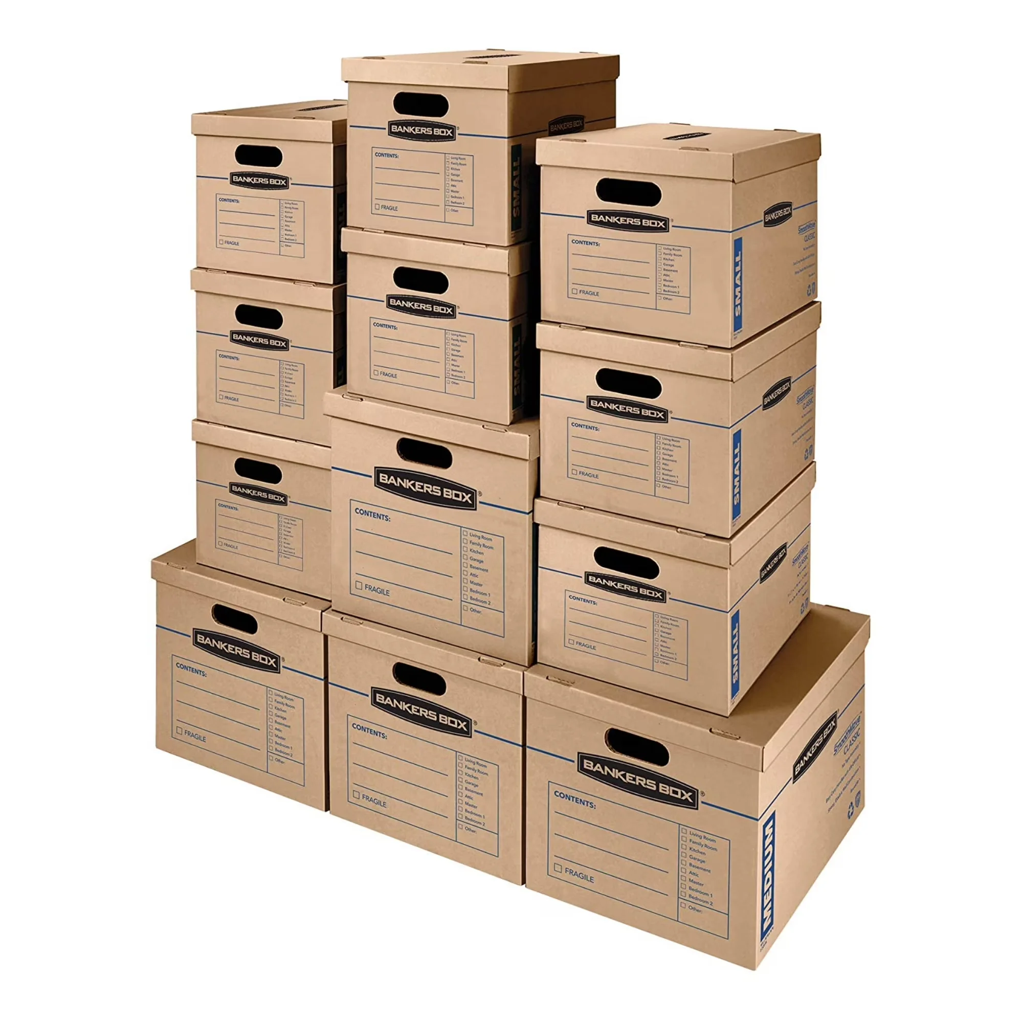 Compact Moving with Kraft/Blue, Carton of 20 - 32 Ect B-Flute Corrugated 15" x 12" x 10" Model 763B09