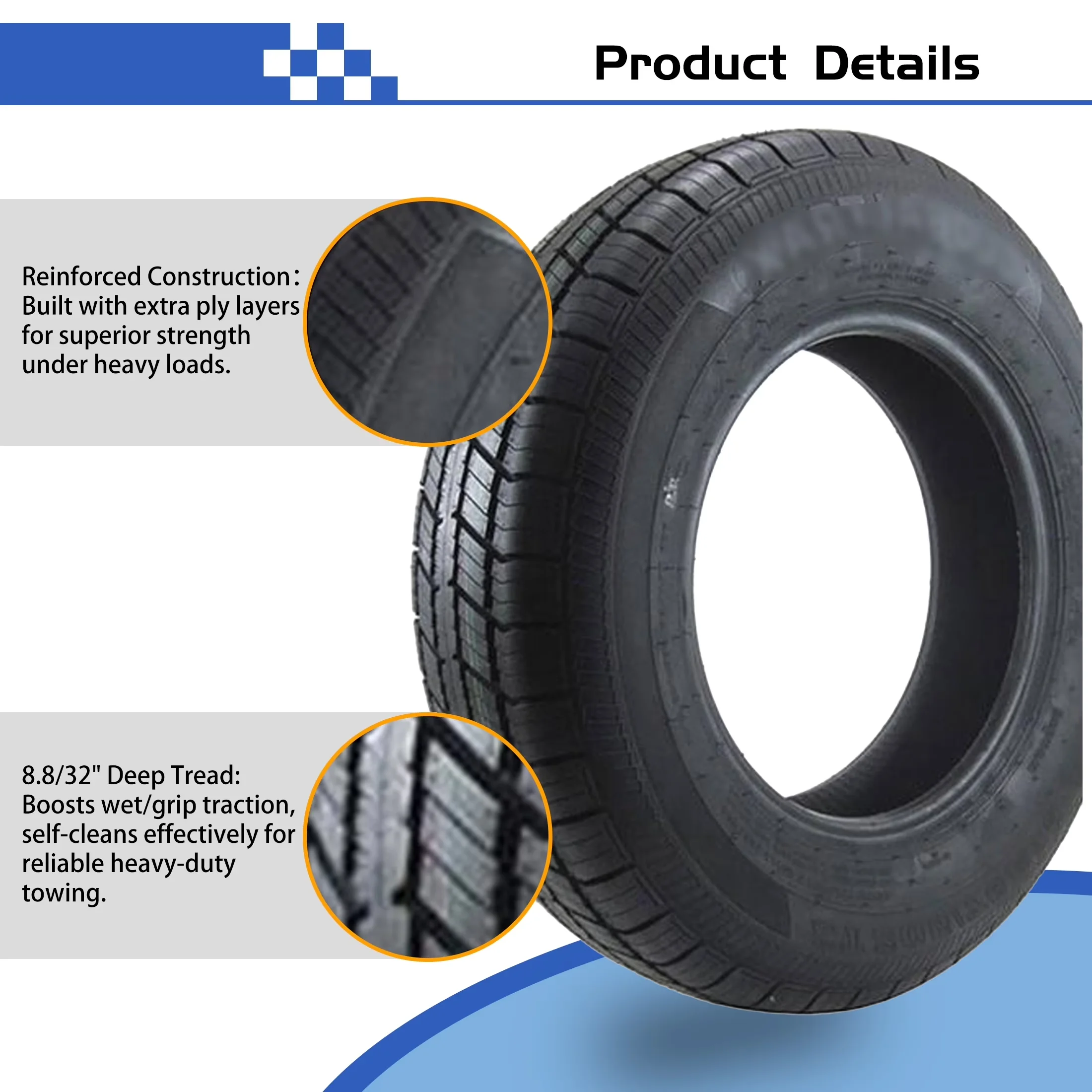 Stylish Trailer Tire with Weather-Resistant, All-Weather, WR089 ST205/75R15 8PR 107/102L D - Model EADFE5