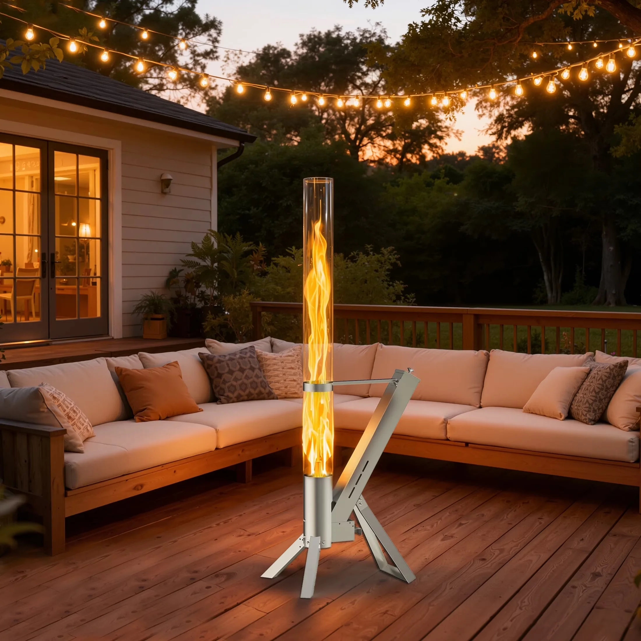 Outdoor Heating Versatile with Weatherproof, Rust Resistant - Stainless Steel Brown for Patio, Camping Model 1D3D09
