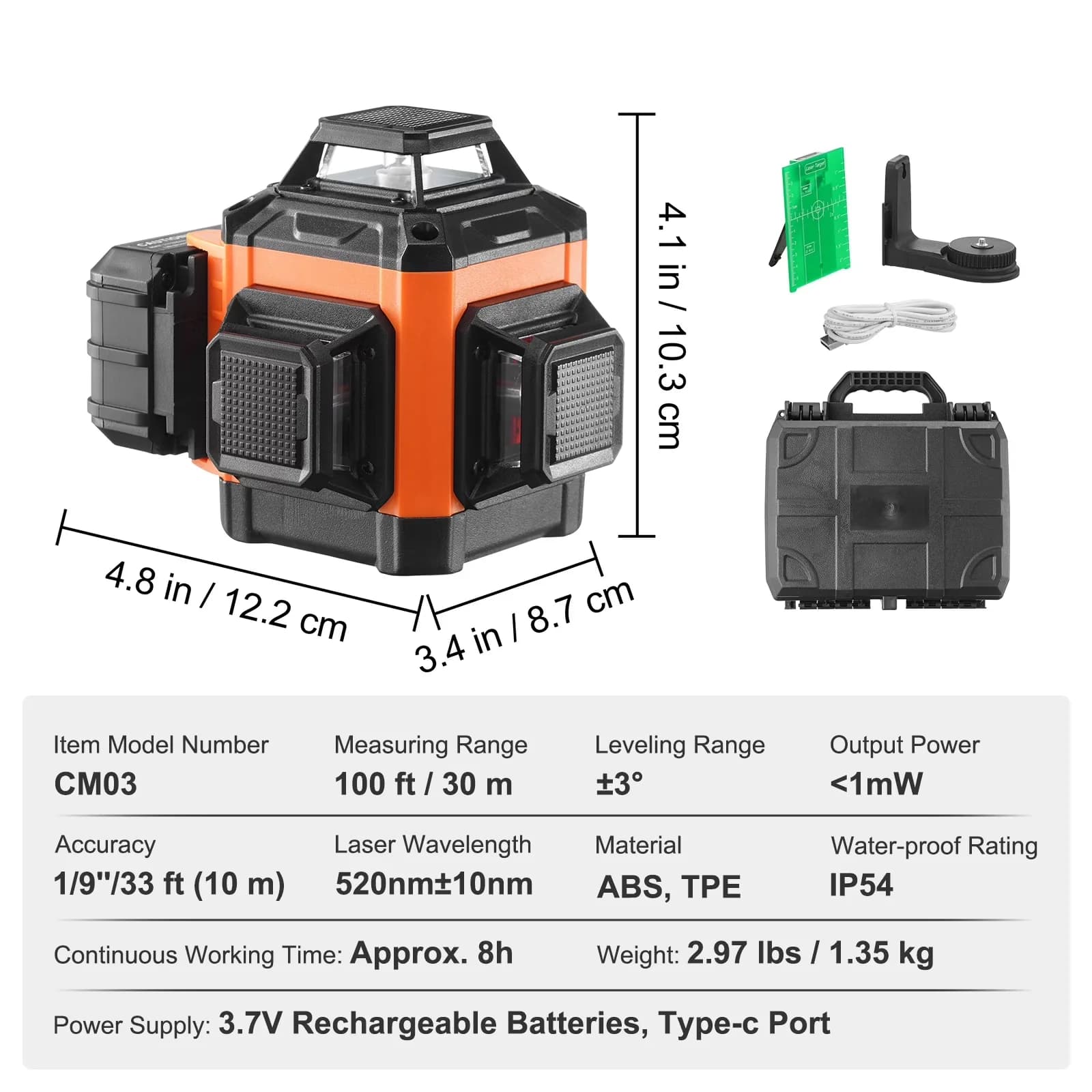 Measuring Layout Innovative with Battery - Abs, Tpe Multicolor 100ft - Built to Last Model E4D900