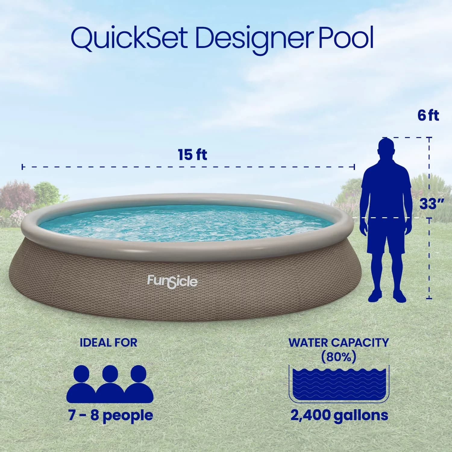 Premium Inflatable Pool with Puncture Resistant, 15' x 33", RX600 Filter Pump - Model 23154D