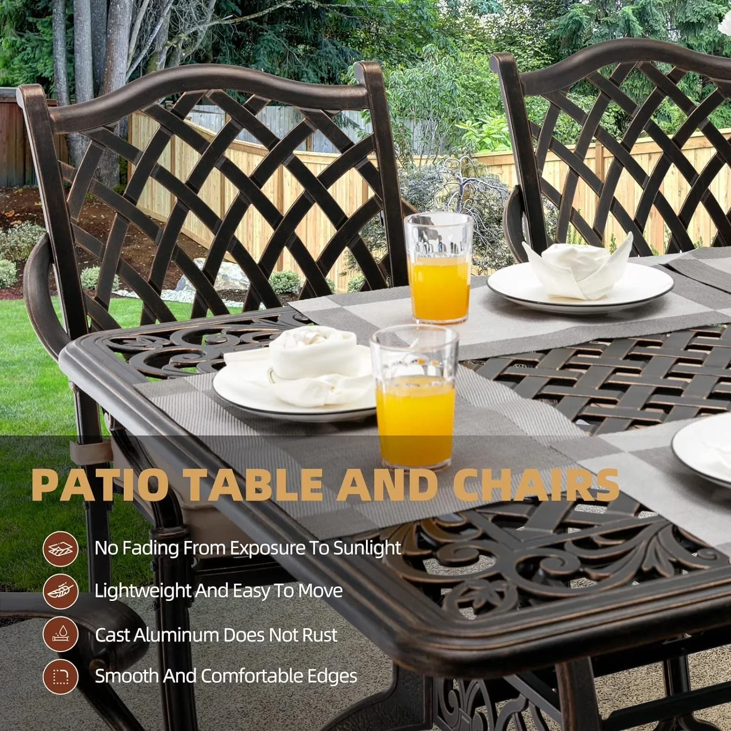 Versatile Patio Dining Set with Removable Cushion - Cast - Standard Series Model 92D69D