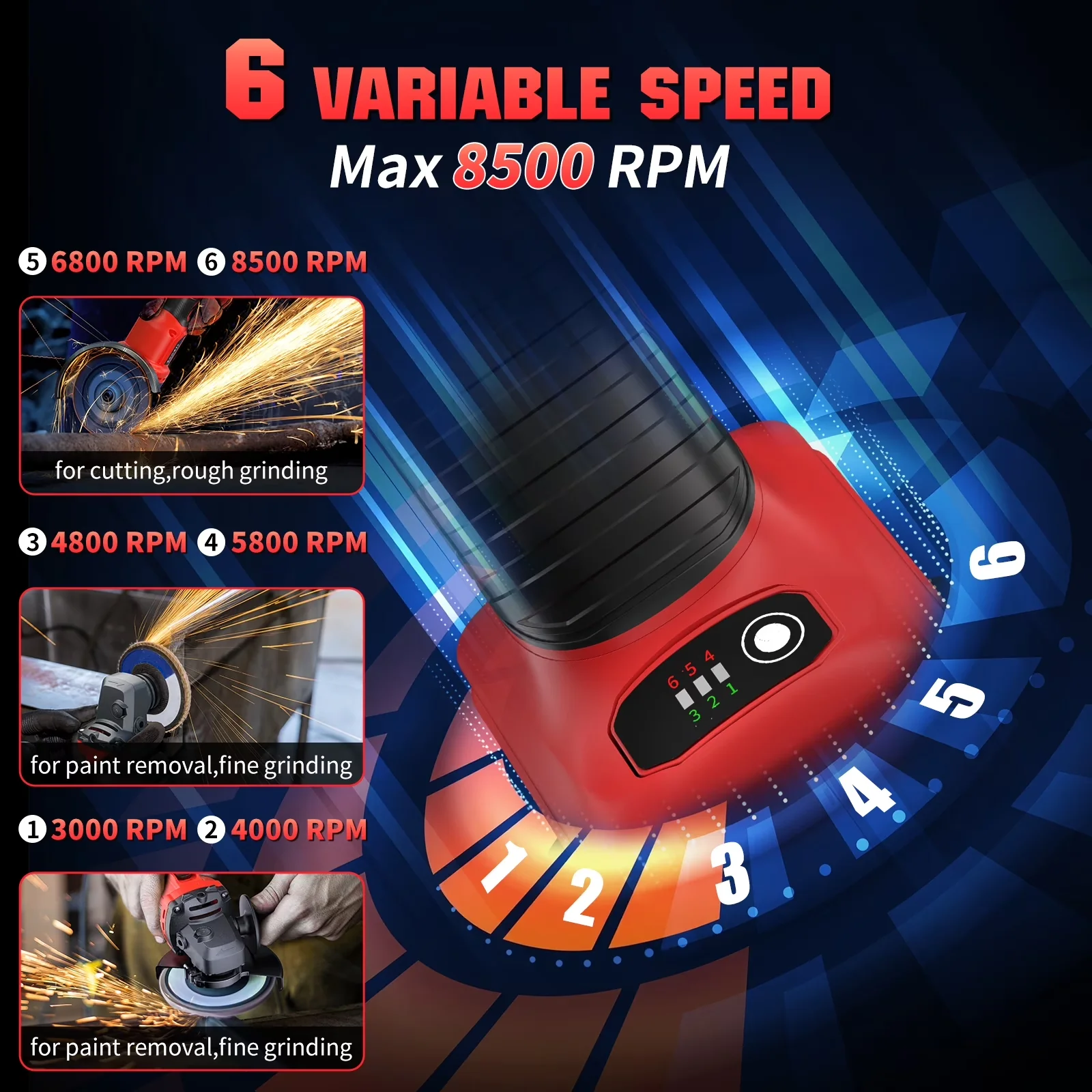 Sleek Woodworking with Battery, 18V, Brushless Cordless Angle Grinder 4-1/2" - Model FA46F9