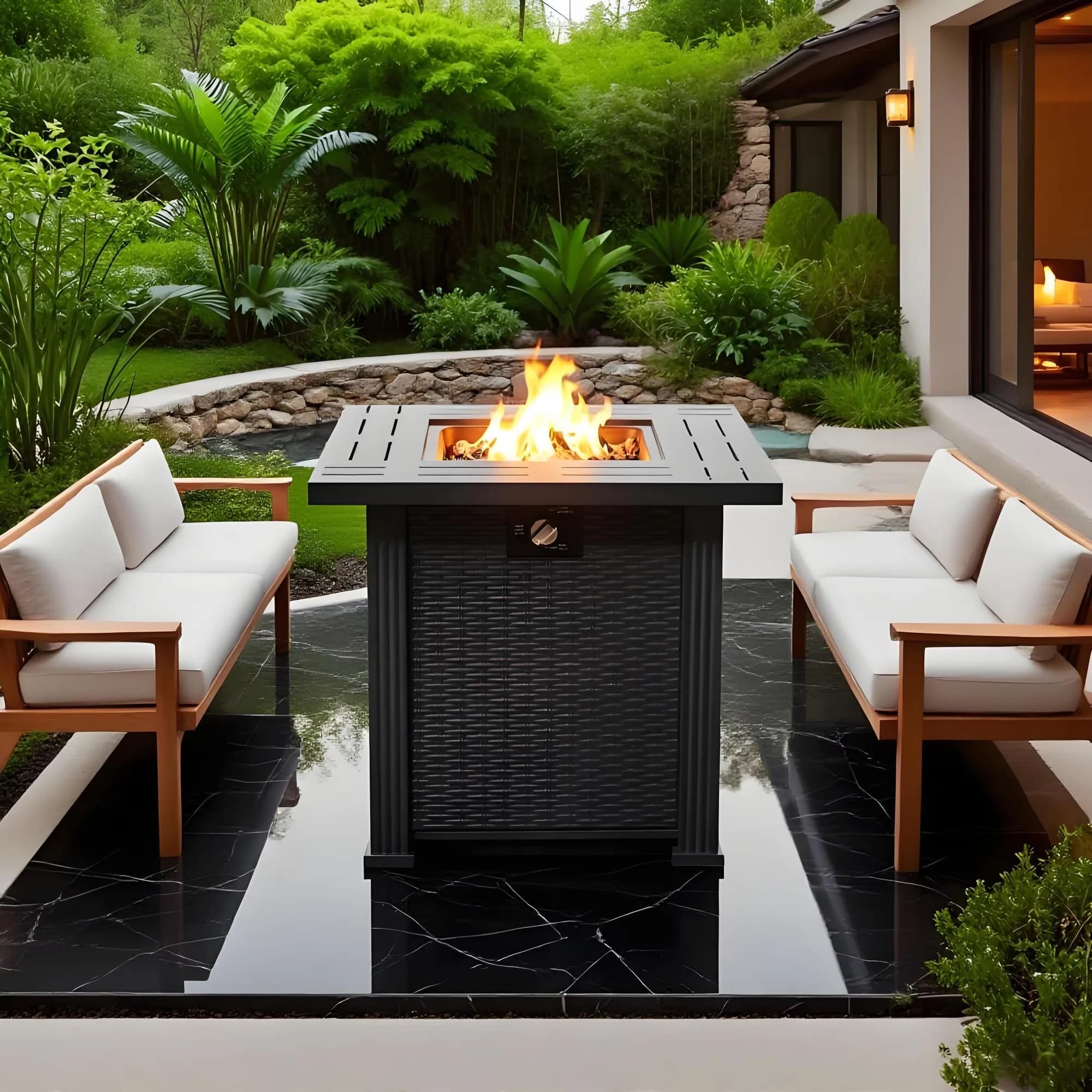 Reliable Outdoor Heating with 50000 BTU, Weatherproof, Fade Resistant - Black Steel for Garden, Patio Model A3685E