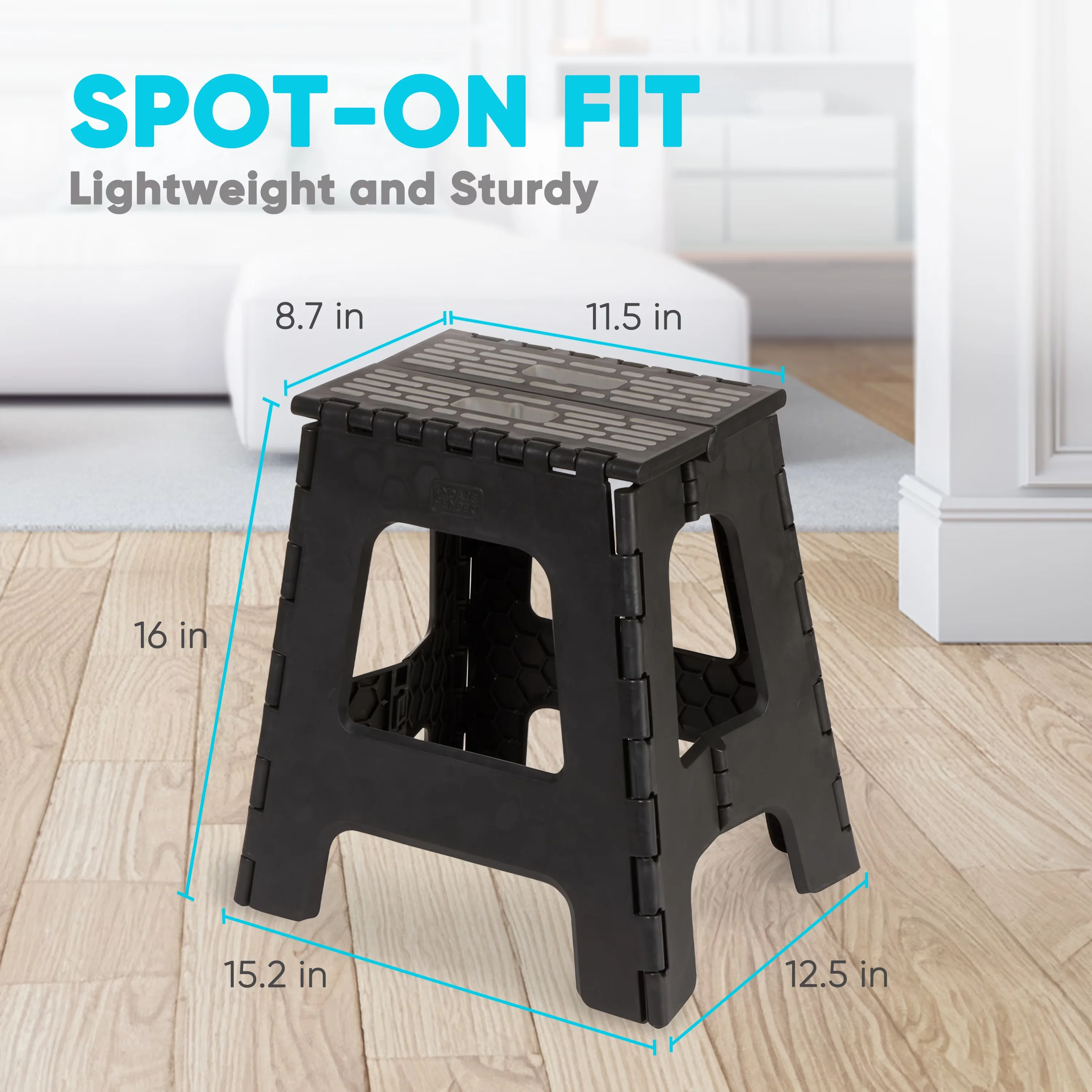 Ladders And Step Stool Compact with Foldable, Anti-Slip, Compact & Portable - Plastic Black Model C0085E