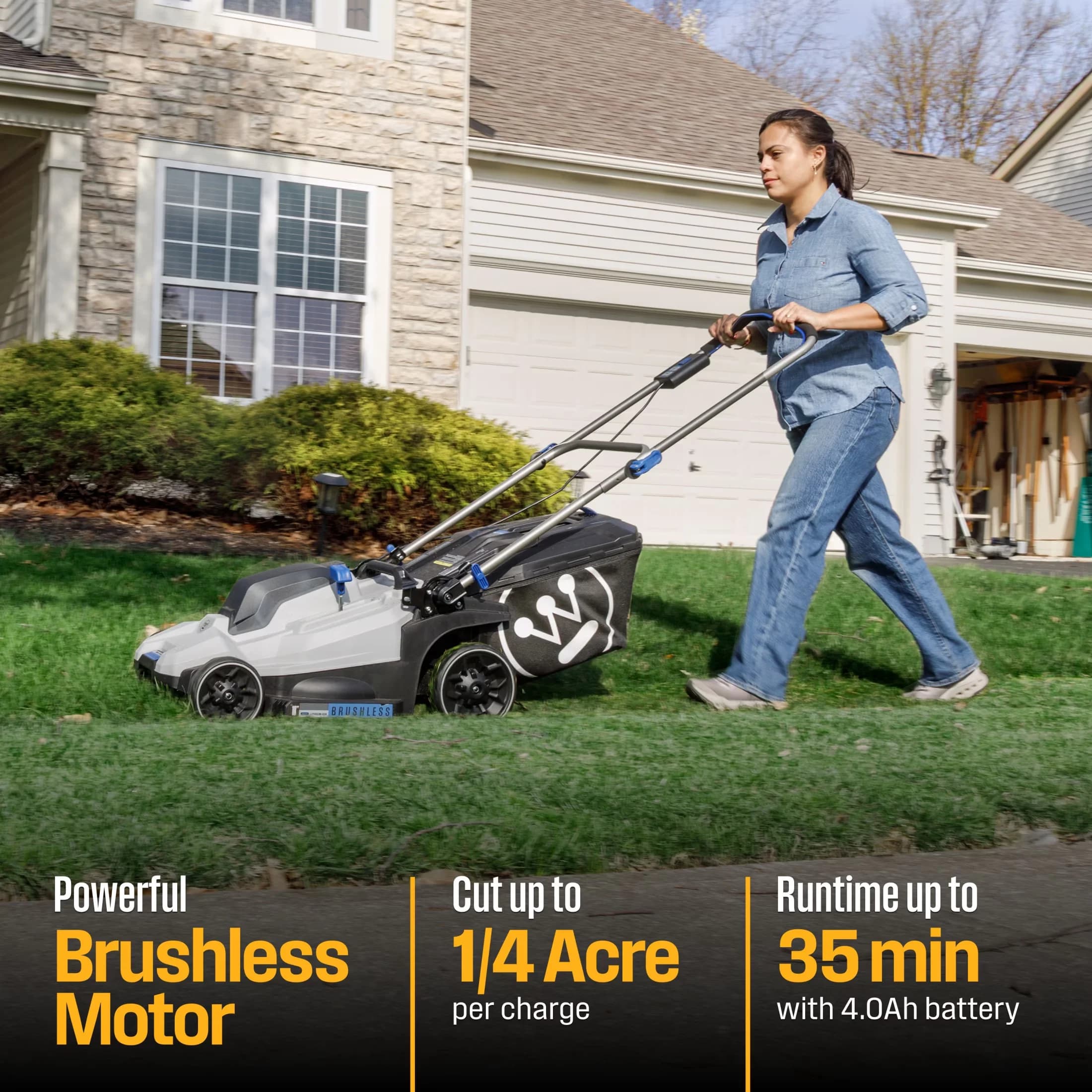 Push Mower Sleek with Battery, 40V, 6 Height Positions - Black - Long-Lasting Performance Model 28AF09