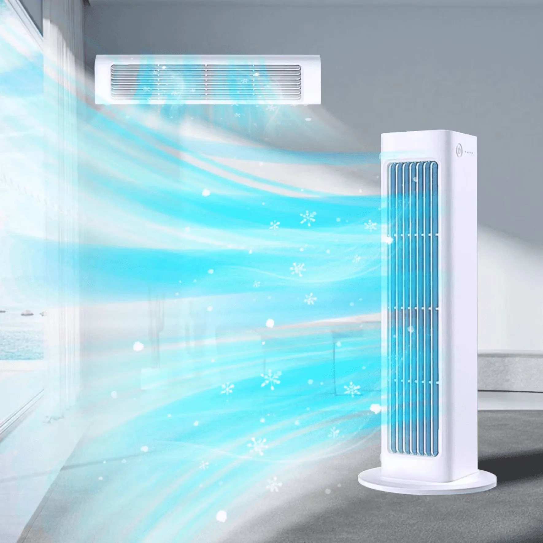Stylish Air Conditioner with Ultra-Quiet, 3 Speed Breezamax Portable AC, Dual-Mode Horizontal Vertical - White for Bedroom, Office Model 95129B