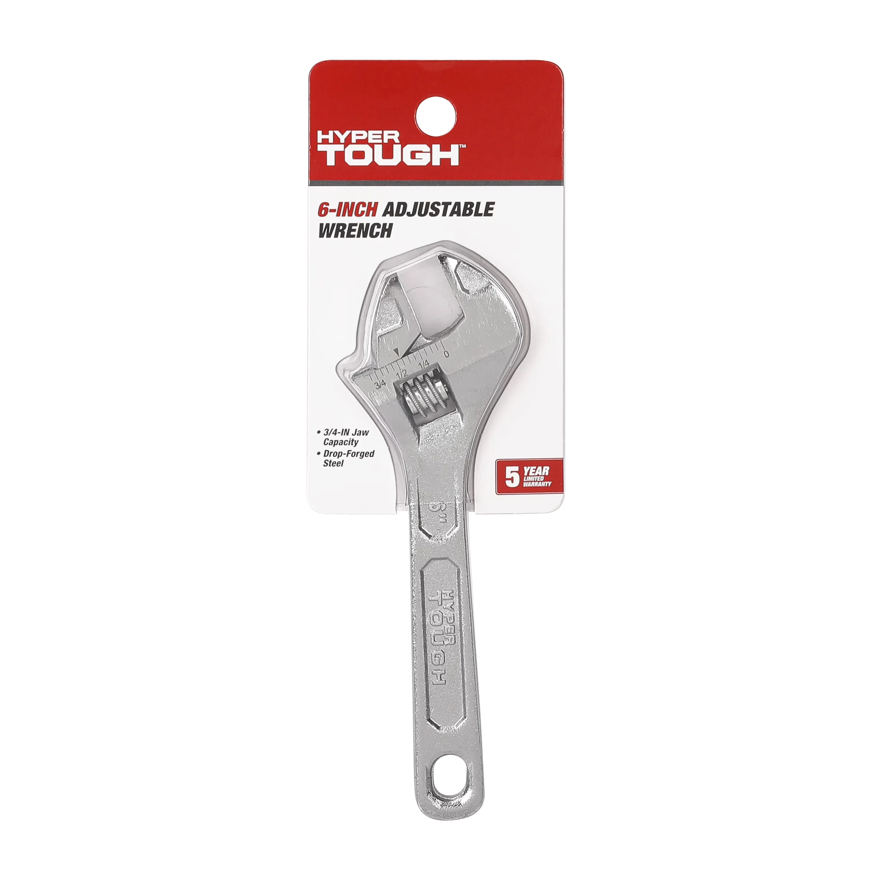 Classic Hand Tool with Adjustable, 6-inch Adjustable Wrench, Milled slide-jaw and worm gear - Silver 6" Model 612E66