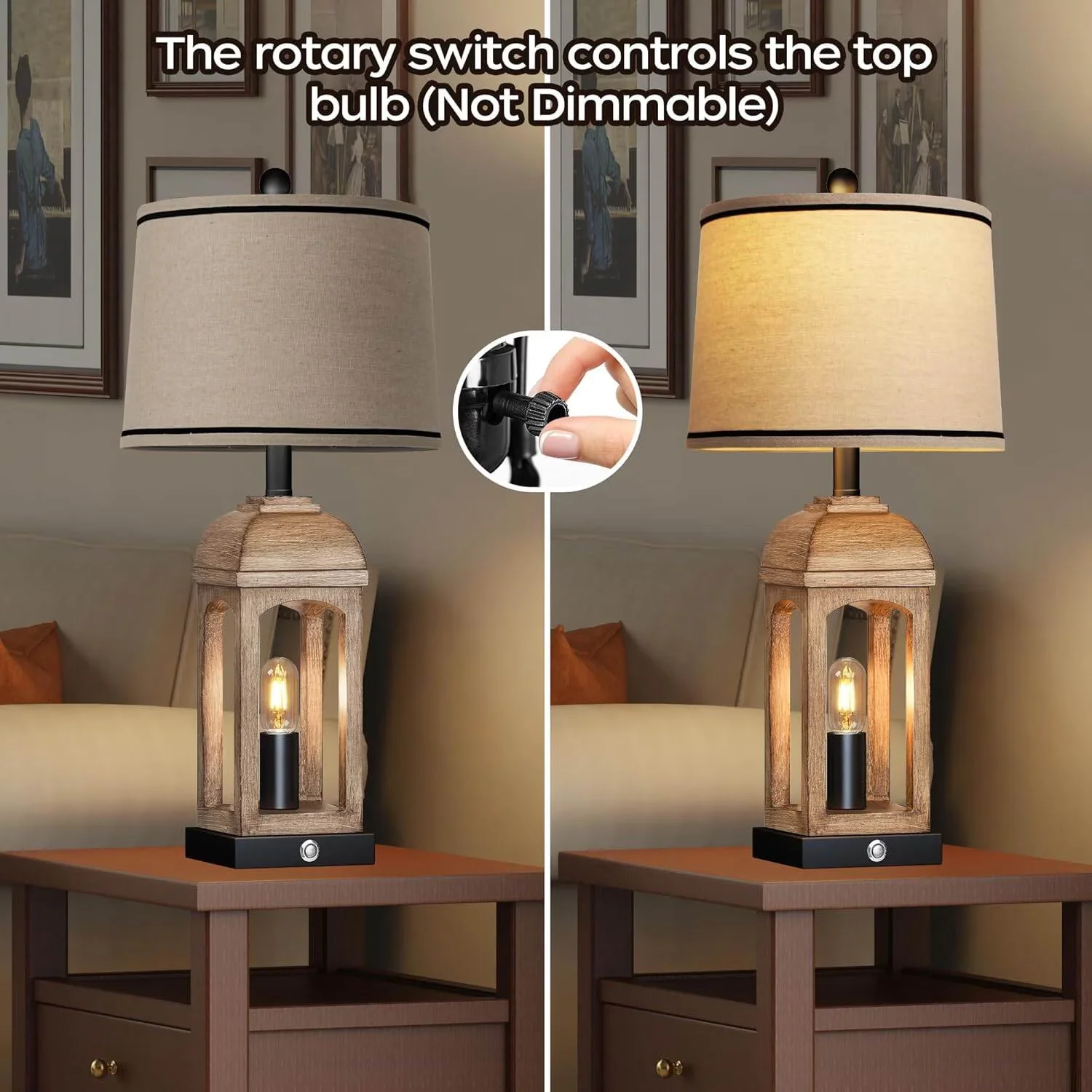 Lamp Set Classic with 26 Tall Bedside Lamps, 3-Way Dimmable Touch Control, Farmhouse Table of 2 - Metal Multicolor Model BBD9FA