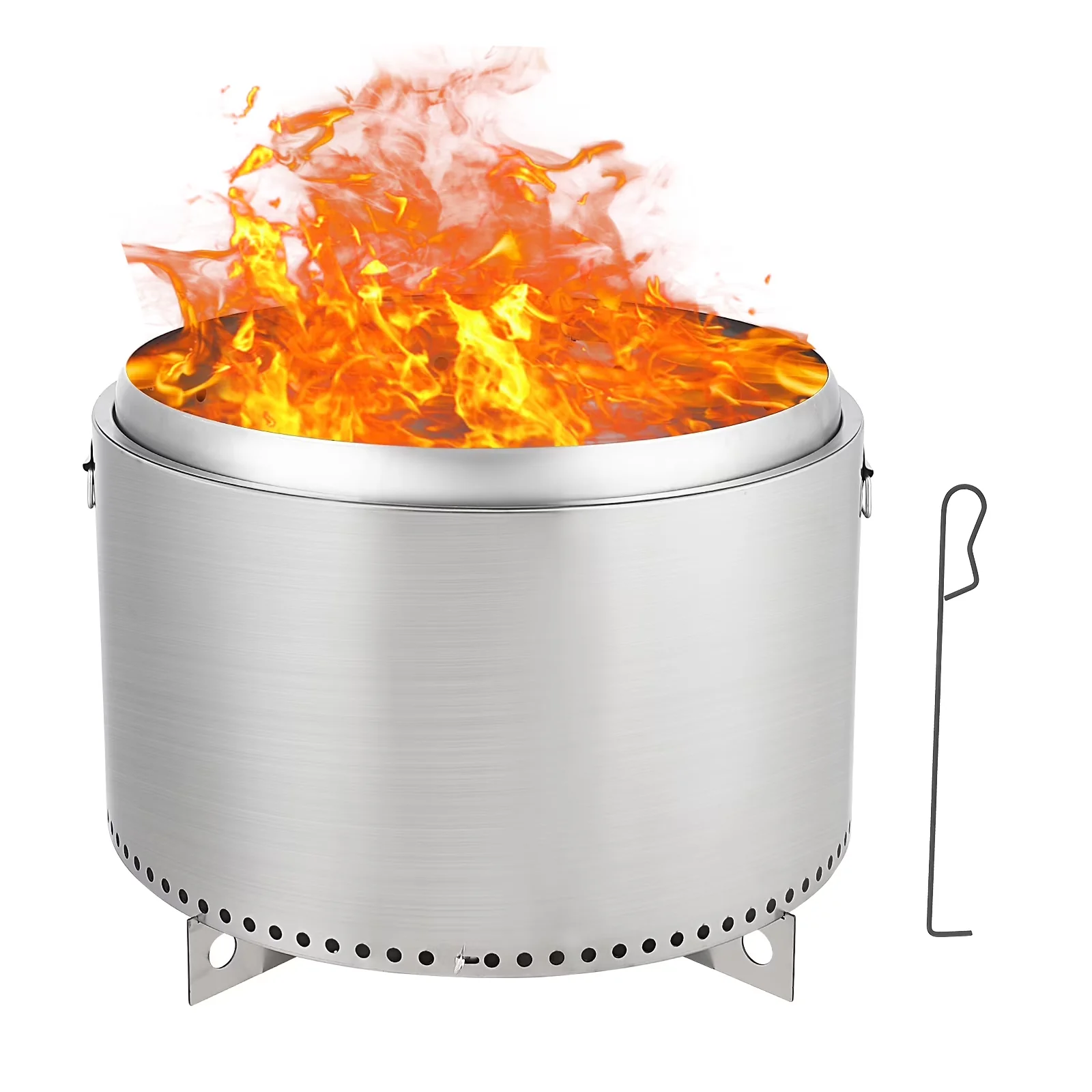 Stylish Outdoor Heating with Smokeless, 27 Inch Smokeless Fire Pit - Silver Stainless Steel Model 4645E6