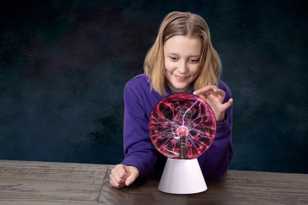 Innovative Novelty Light with Battery, Tesla Lamp Plasma Ball - Black Glass Model 445D62