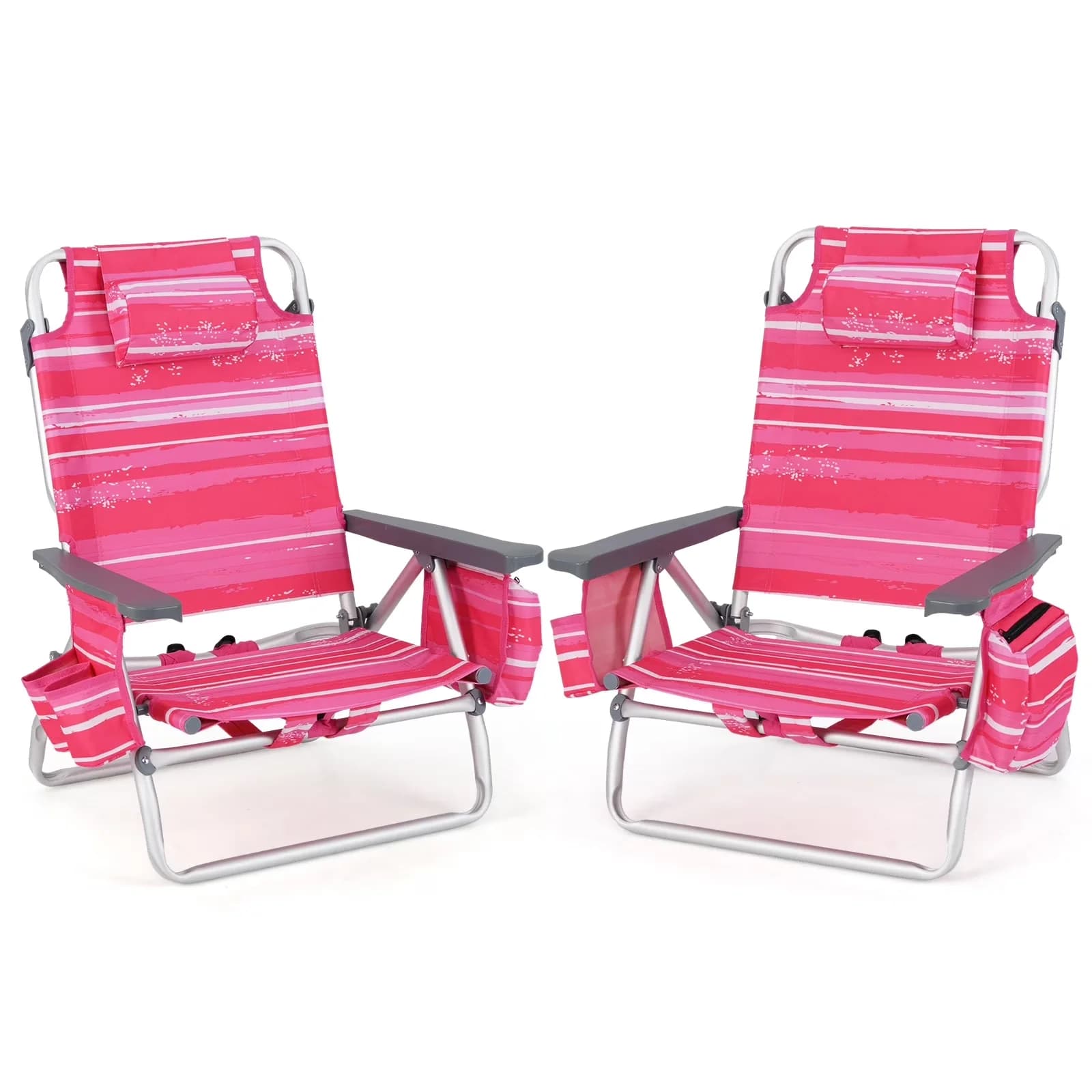 Classic Beach Chair with Folding, No assembly required - Pink 2 PCS - Satisfaction Guaranteed Model E44630