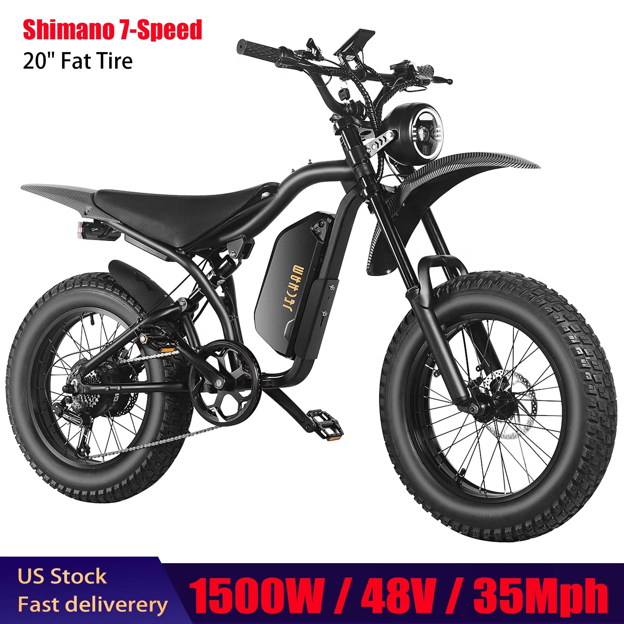 Essential Electric Bike with Battery, 1500W, 48V - Black - Reliable Performance Model 9B1D17