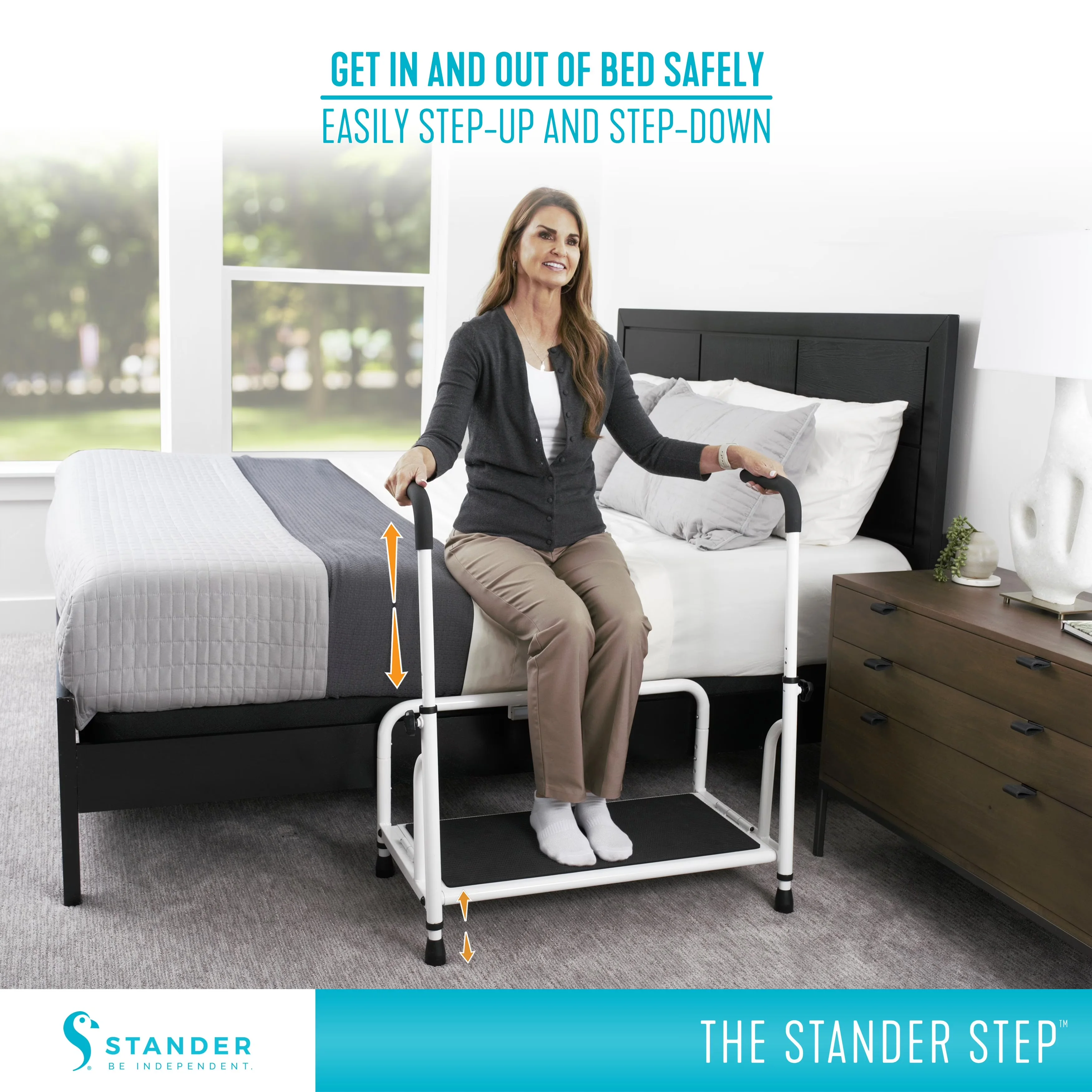 Essential Ladders And Step Stool with Adjustable Height, Bed - Steel White Model 7FD70E