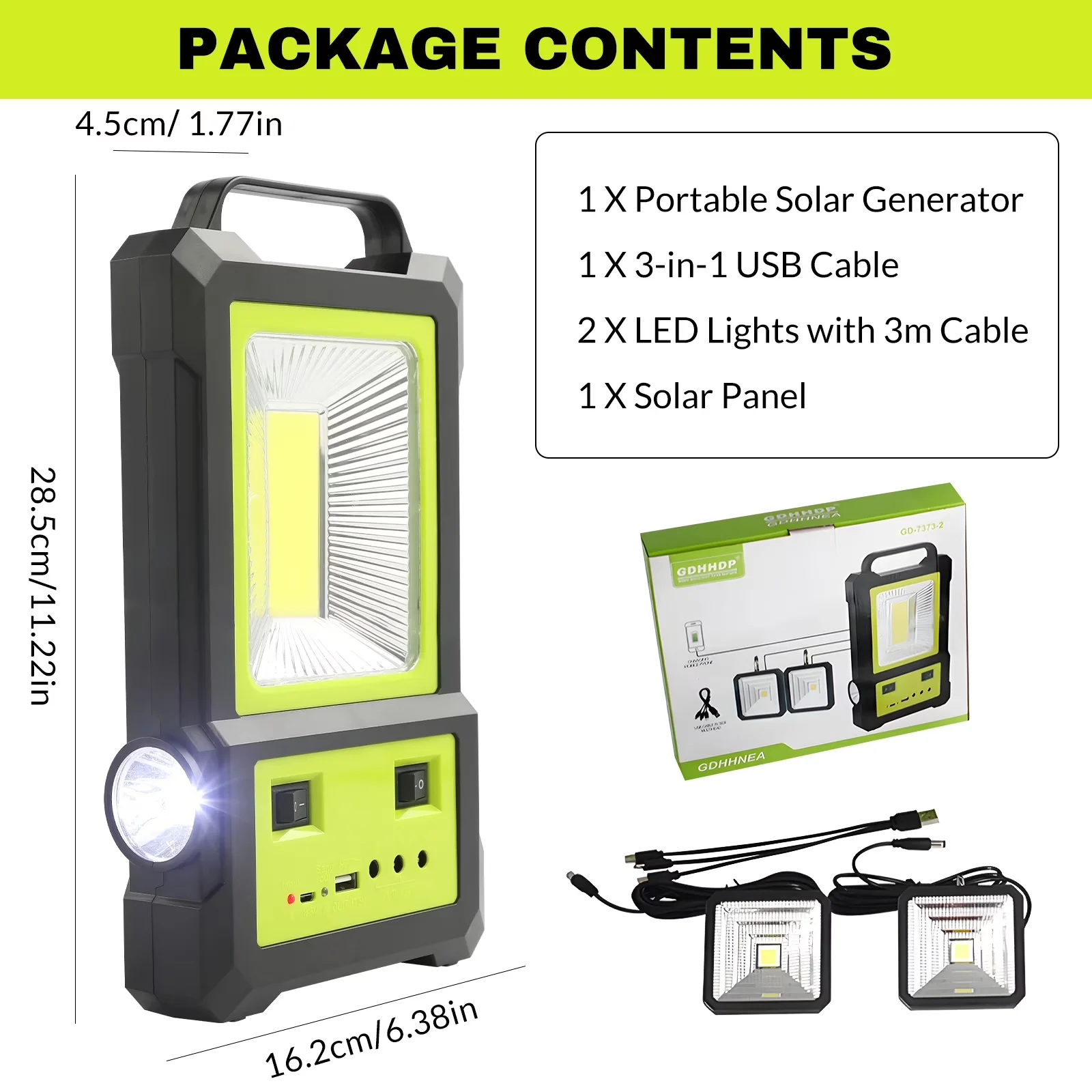 Modern Generator with Usb Port, Bulb, Portable - Green for Camping, Outdoor Model BF8E60