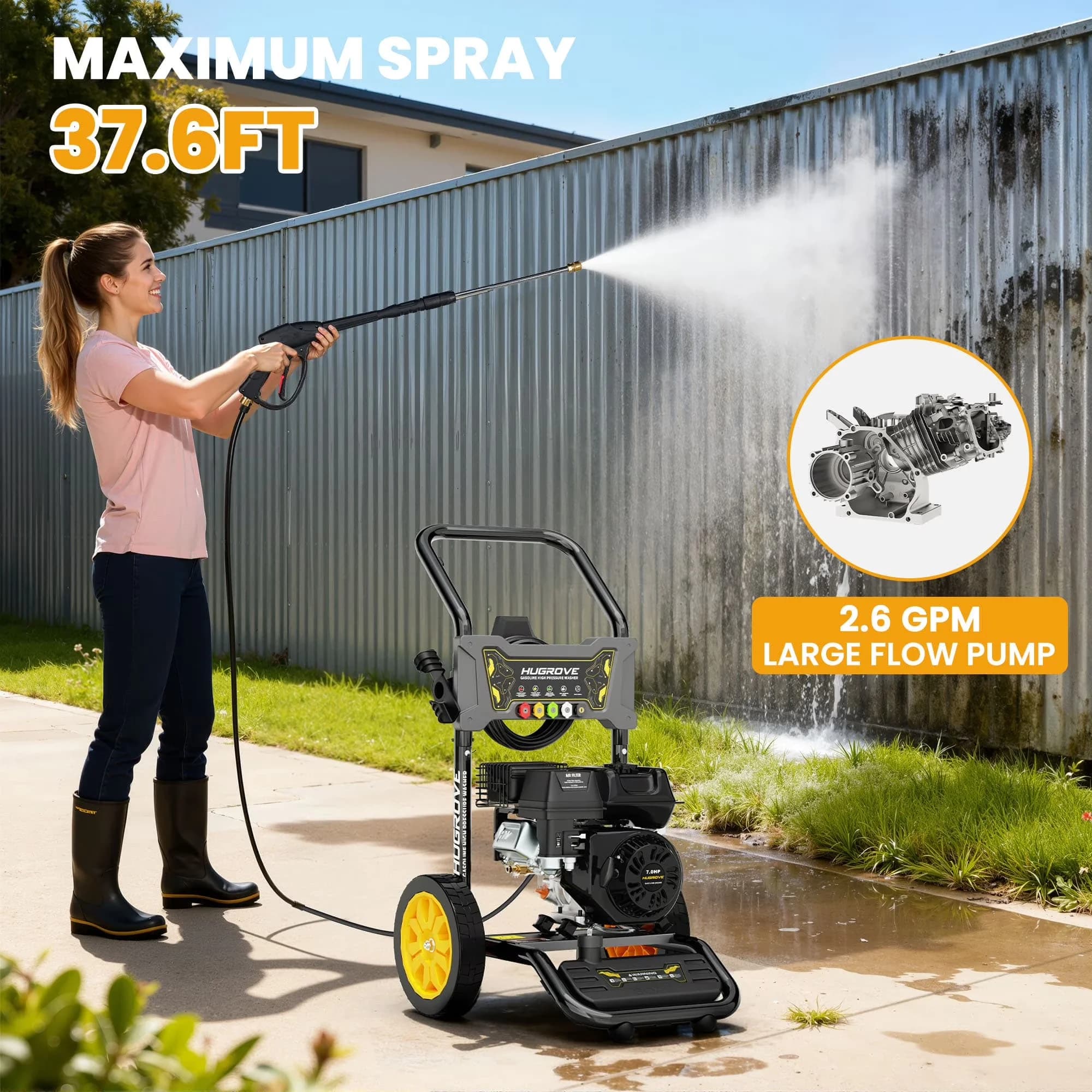 Pressure Washer Reliable with Adjustable Wand, Gas, 2.6GPM - 4000PSI - Durable Build Model 2B5641