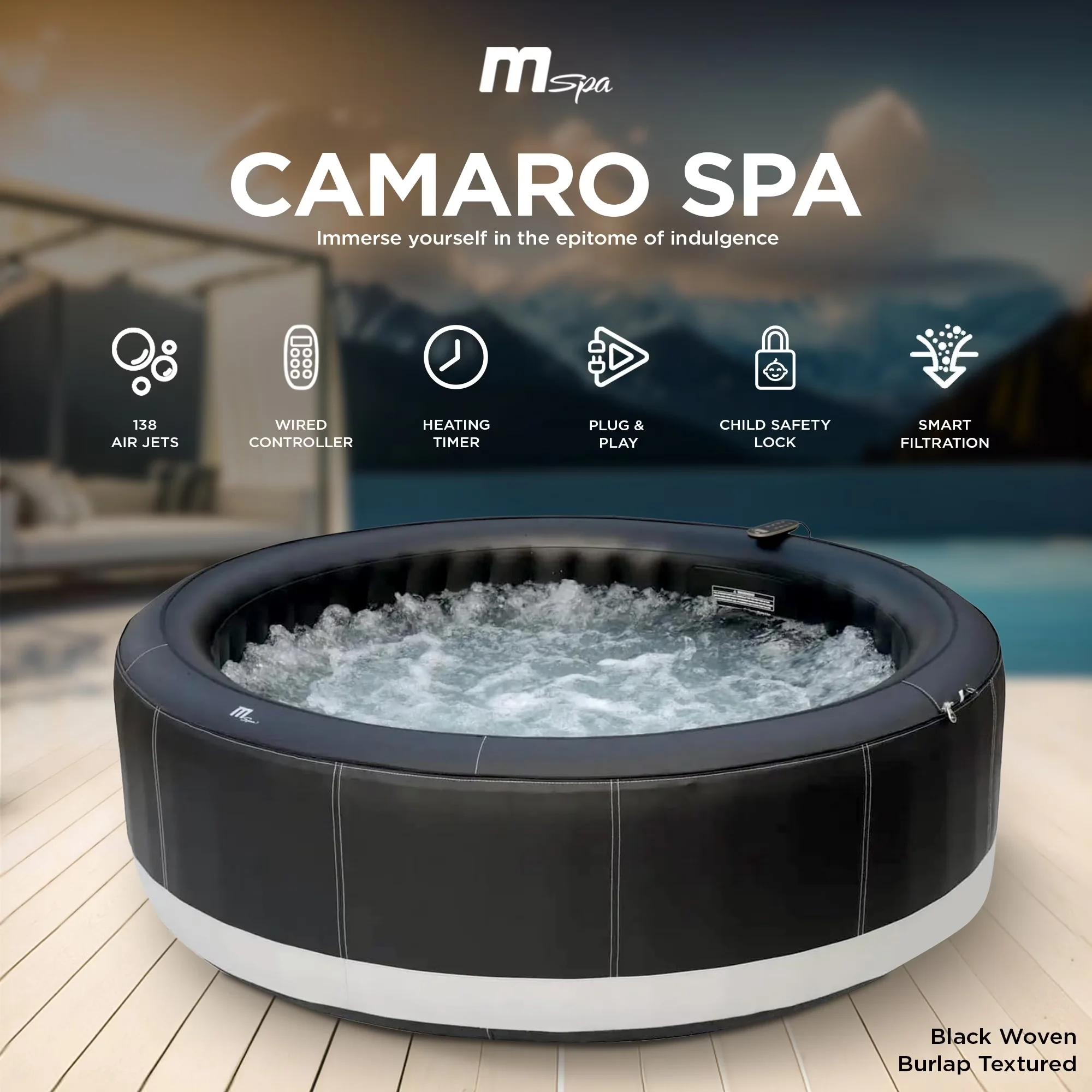 Hot Tub Durable with Inflatable, 4-6 Person, MSpa Round Inflatable Bubble Massage Spa - Beige Model B69DE8