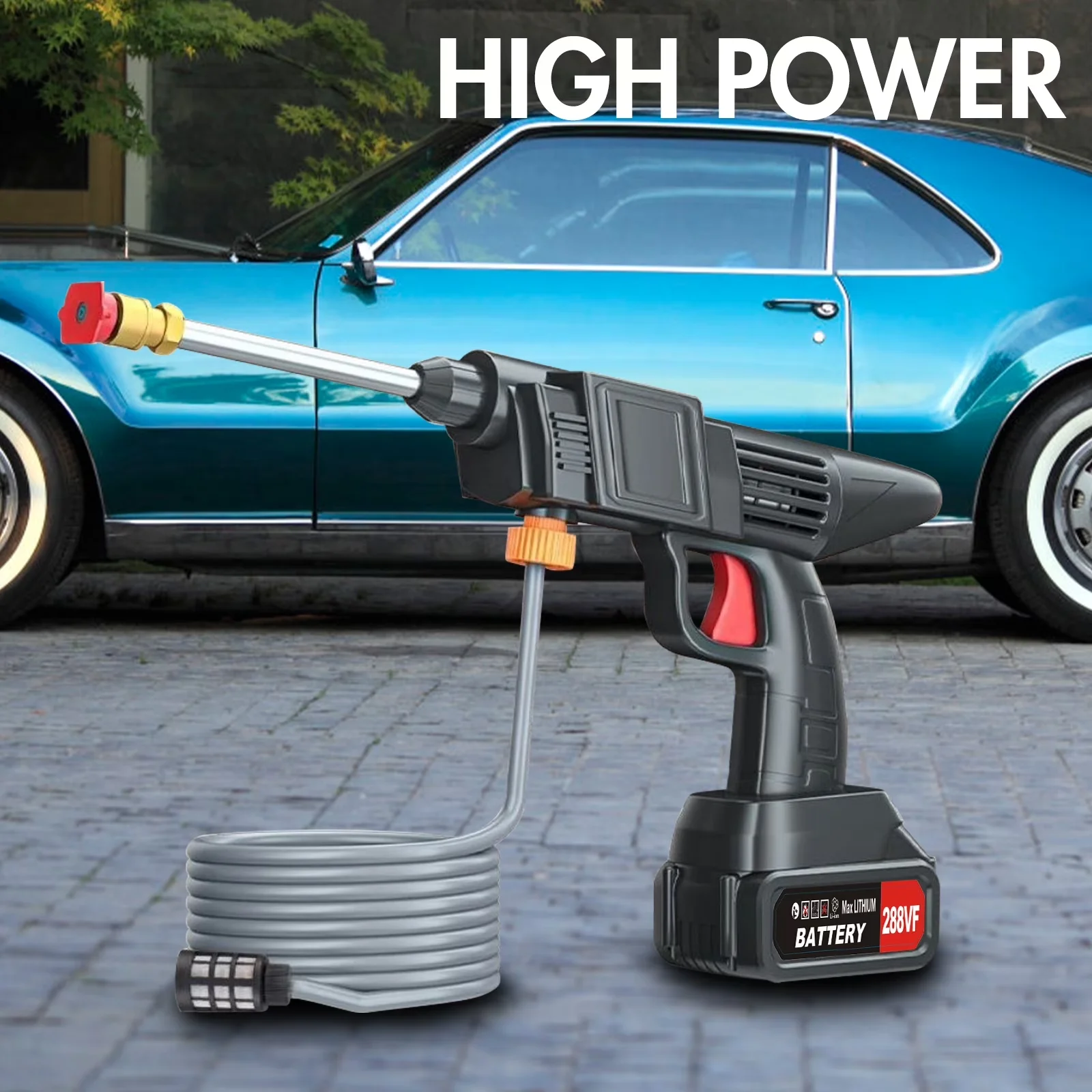 Efficient Pressure Washer with Battery, 288VF Cordless, 2 Batteries and Charger for Home - Model 406BB0
