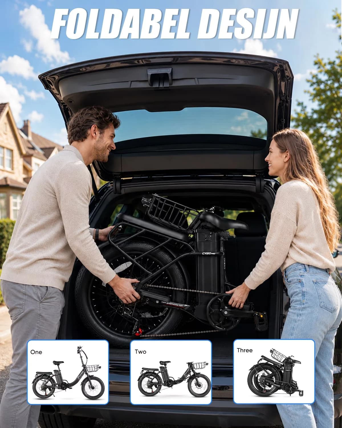 Essential Electric Bike with Battery, 1200W, 48V - Black - Low Maintenance Model C2B0F2