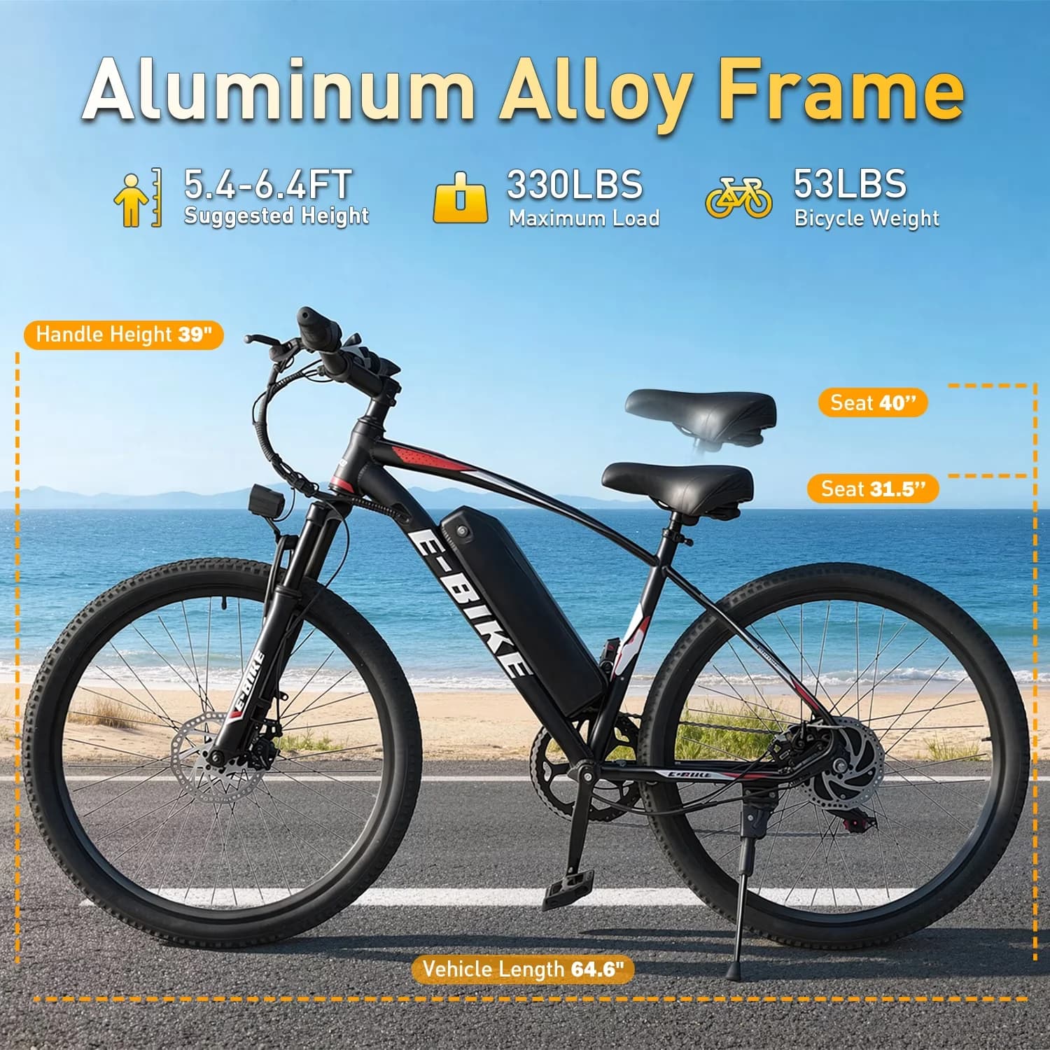 Electric Bike Versatile with Battery, 749W, 749W Brushless Motor - Red Model B0D51F