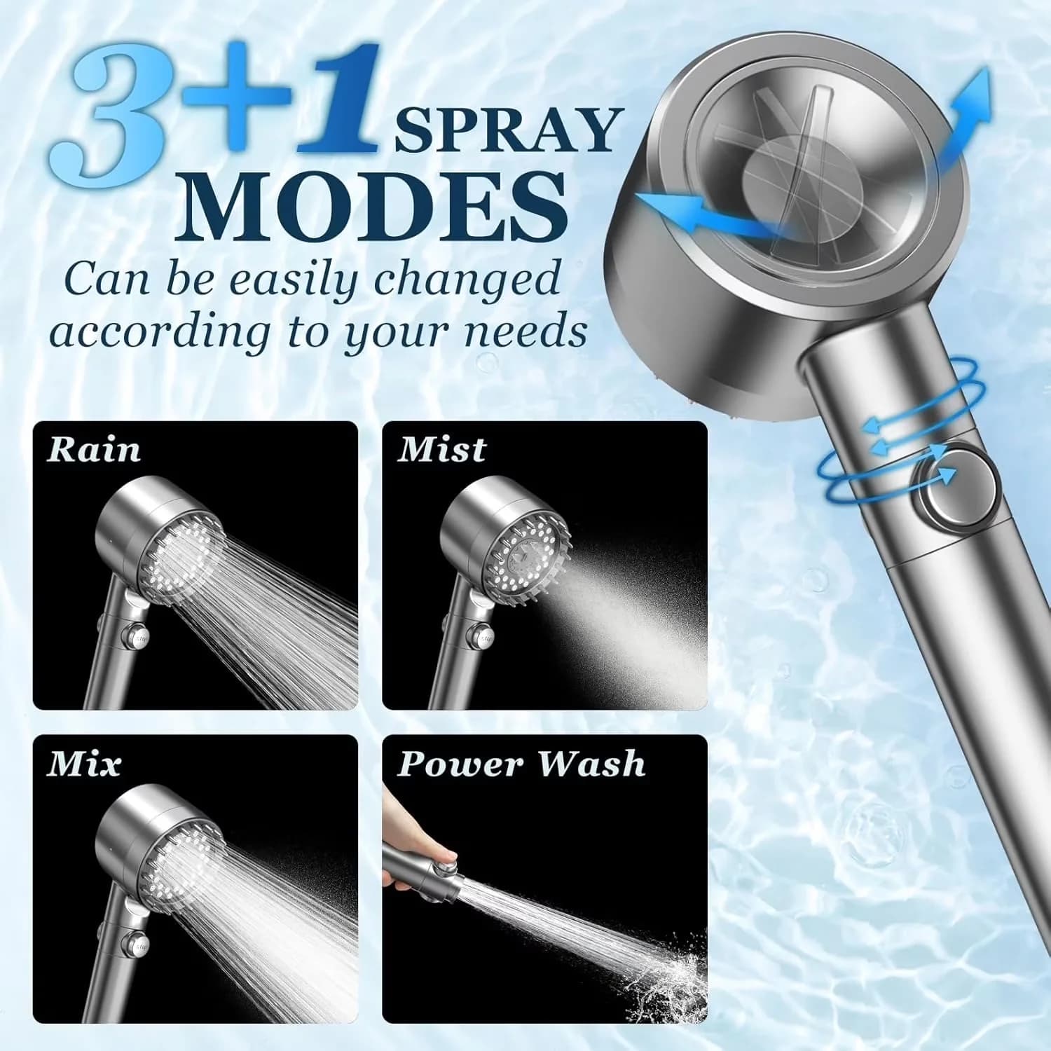 Quality Shower Head with Adjustable, With Installation Kit, Adjustable Flow Rate - Acrylonitrile Butadiene Styrene, Stainless Steel Gray Model 2599B0