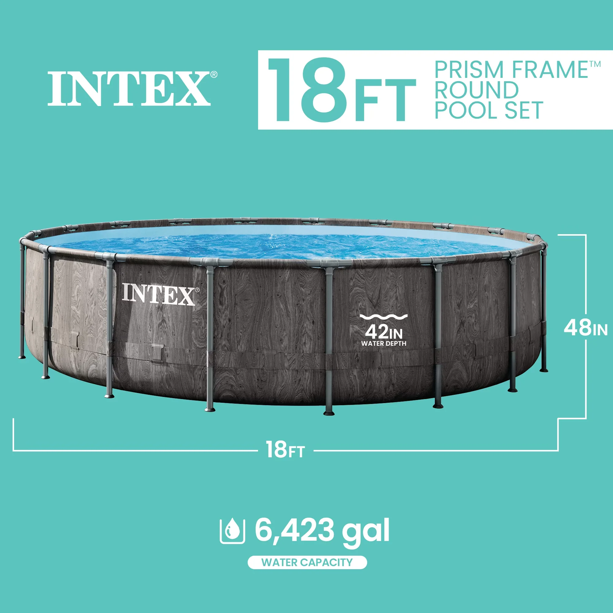 Sleek Above Ground Pool with Puncture Resistant - 18ft for Home and Office Model 342DAE