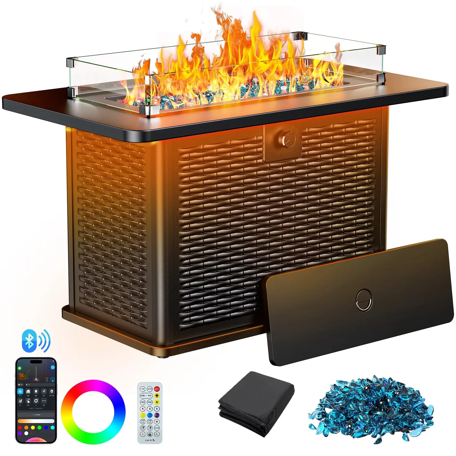 Versatile Outdoor Heating with 60000 BTU, Rust Resistant - Metal, Alloy Steel Black Model 800FF7