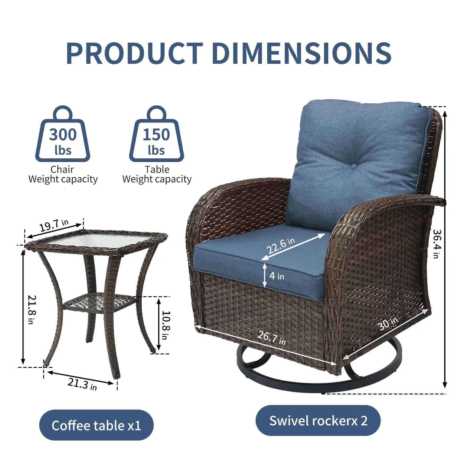 Patio Conversation Set Efficient with Weather-Resistant, Modern - Rattan Brown Model F151E1